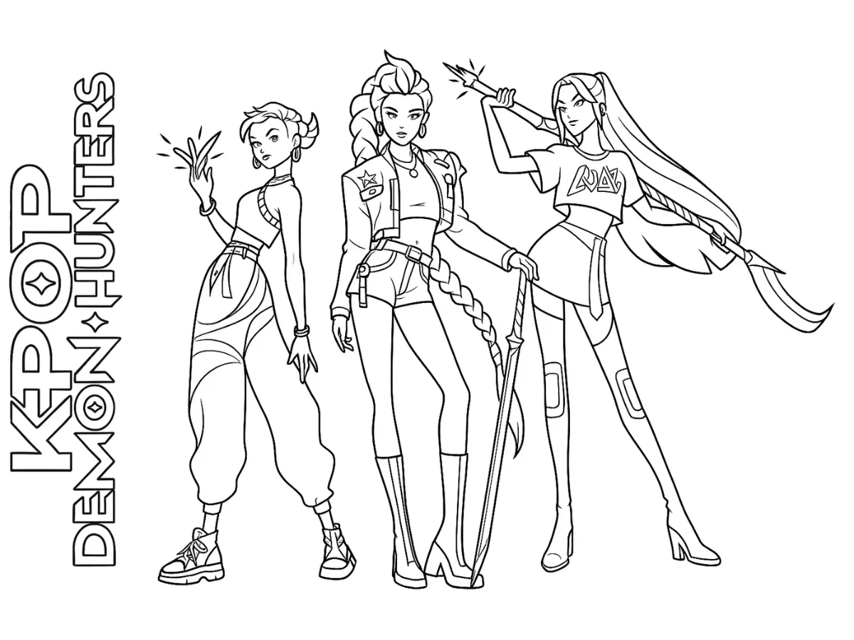 coloriage KPop Demon Hunters à imprimer pour enfant de 7 ans