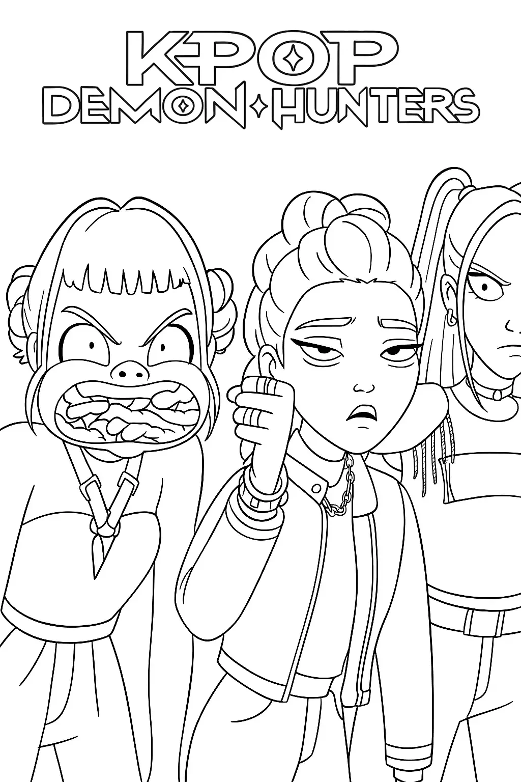 coloriage KPop Demon Hunters à imprimer pour enfant de 3 ans 1