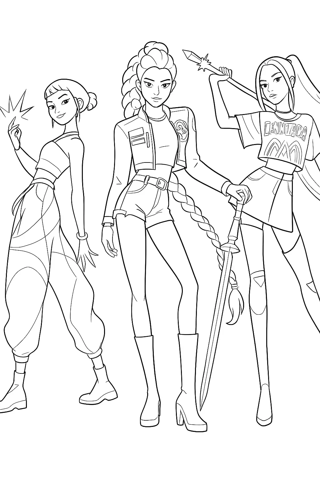 coloriage KPop Demon Hunters et découpage à imprimer