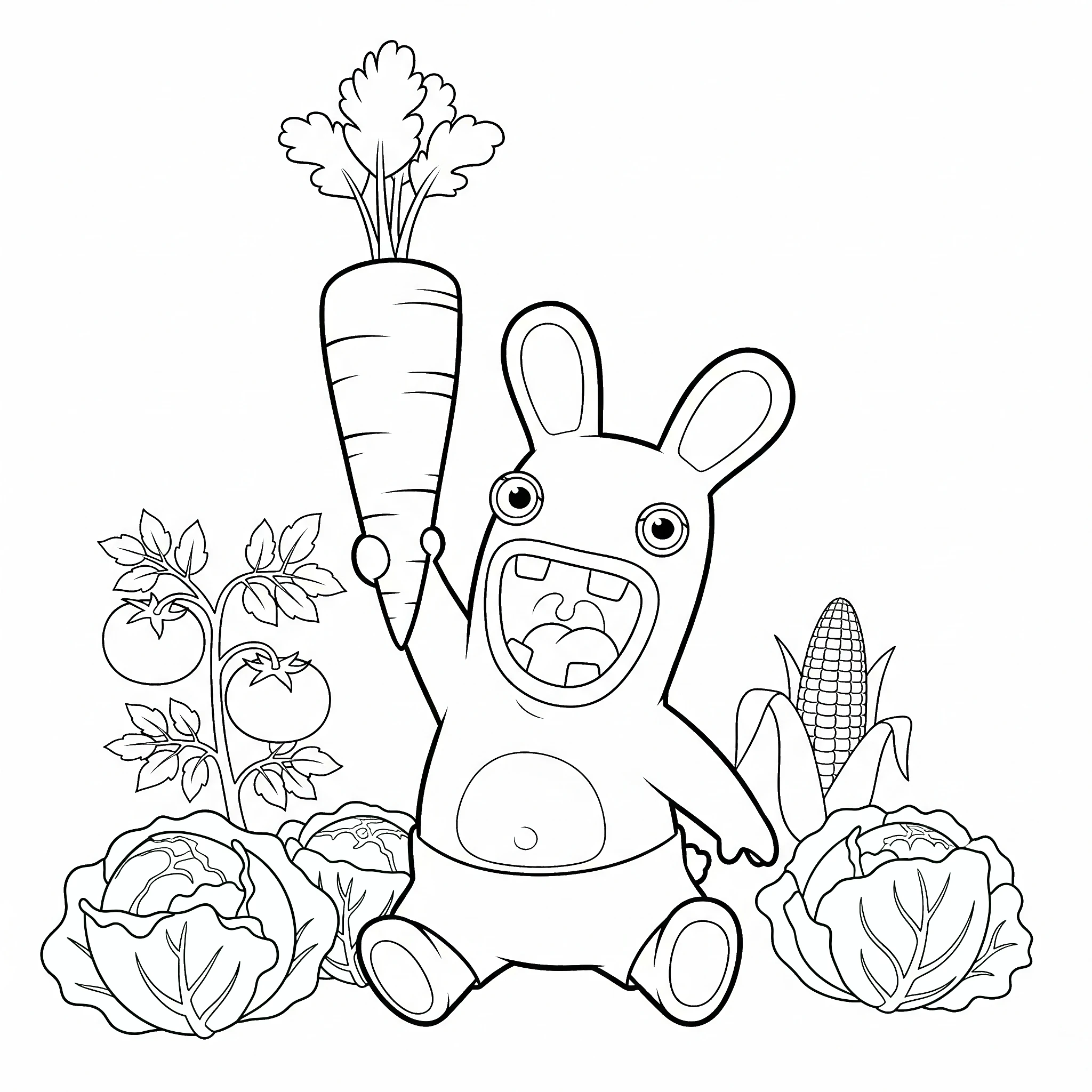 coloriage Lapin Cretin à imprimer pour enfant de 9 ans