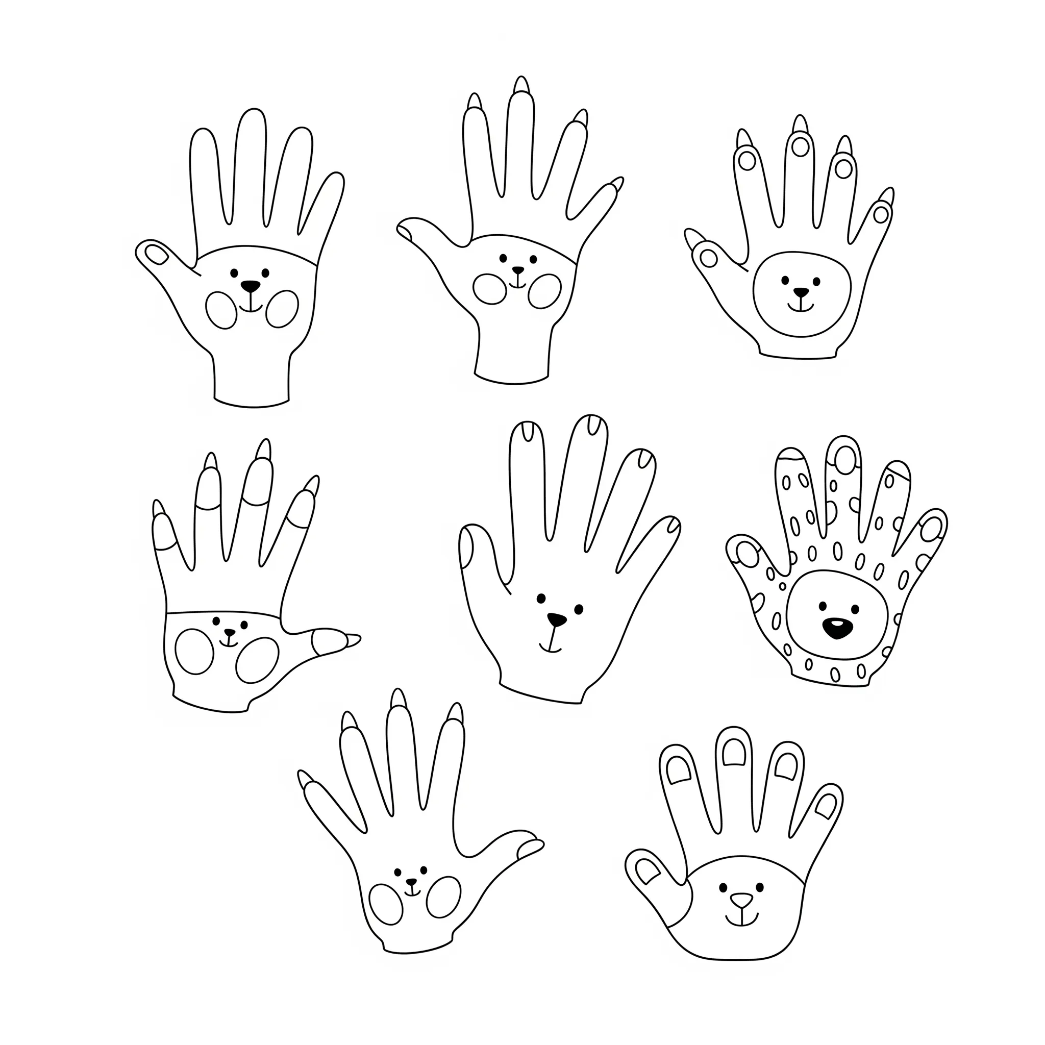 coloriage Mains Animaux pour enfant de 7 ans