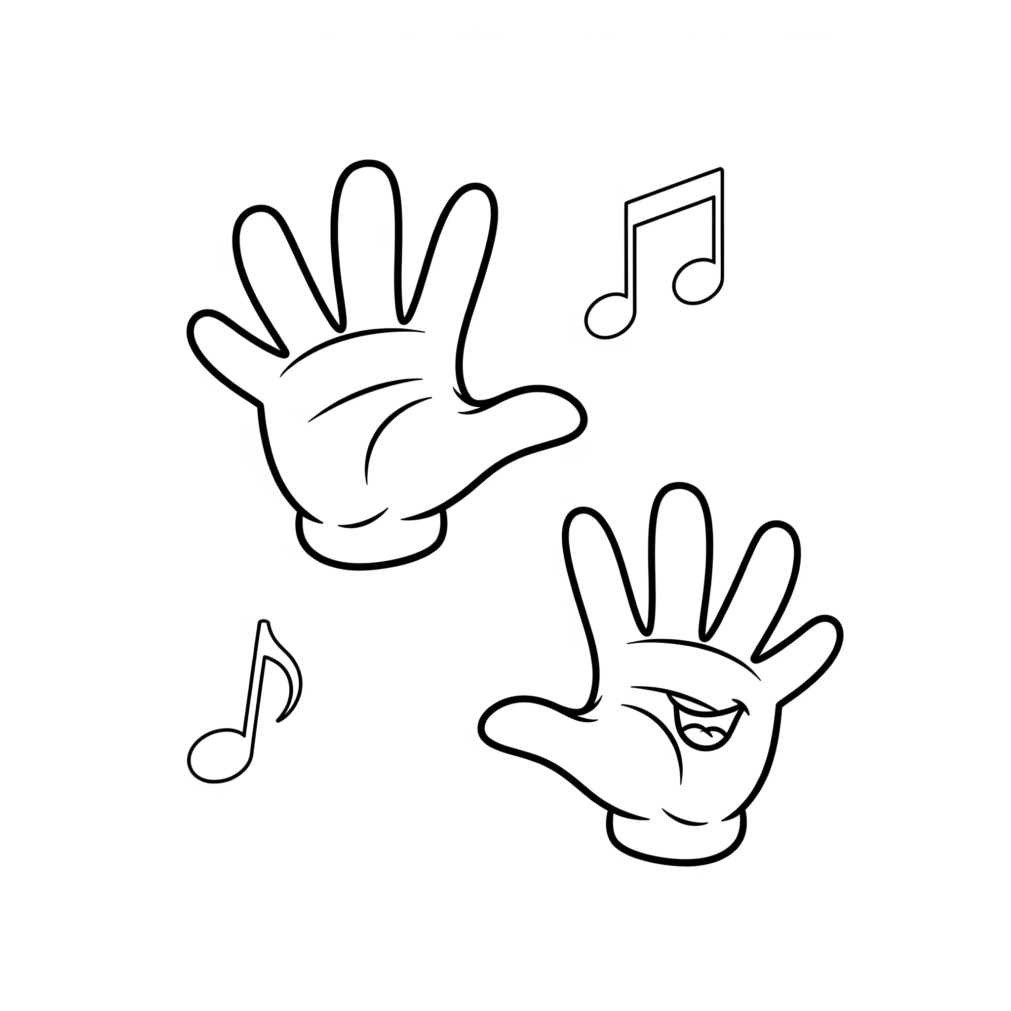 coloriage Mains Musicales à imprimer kawaii