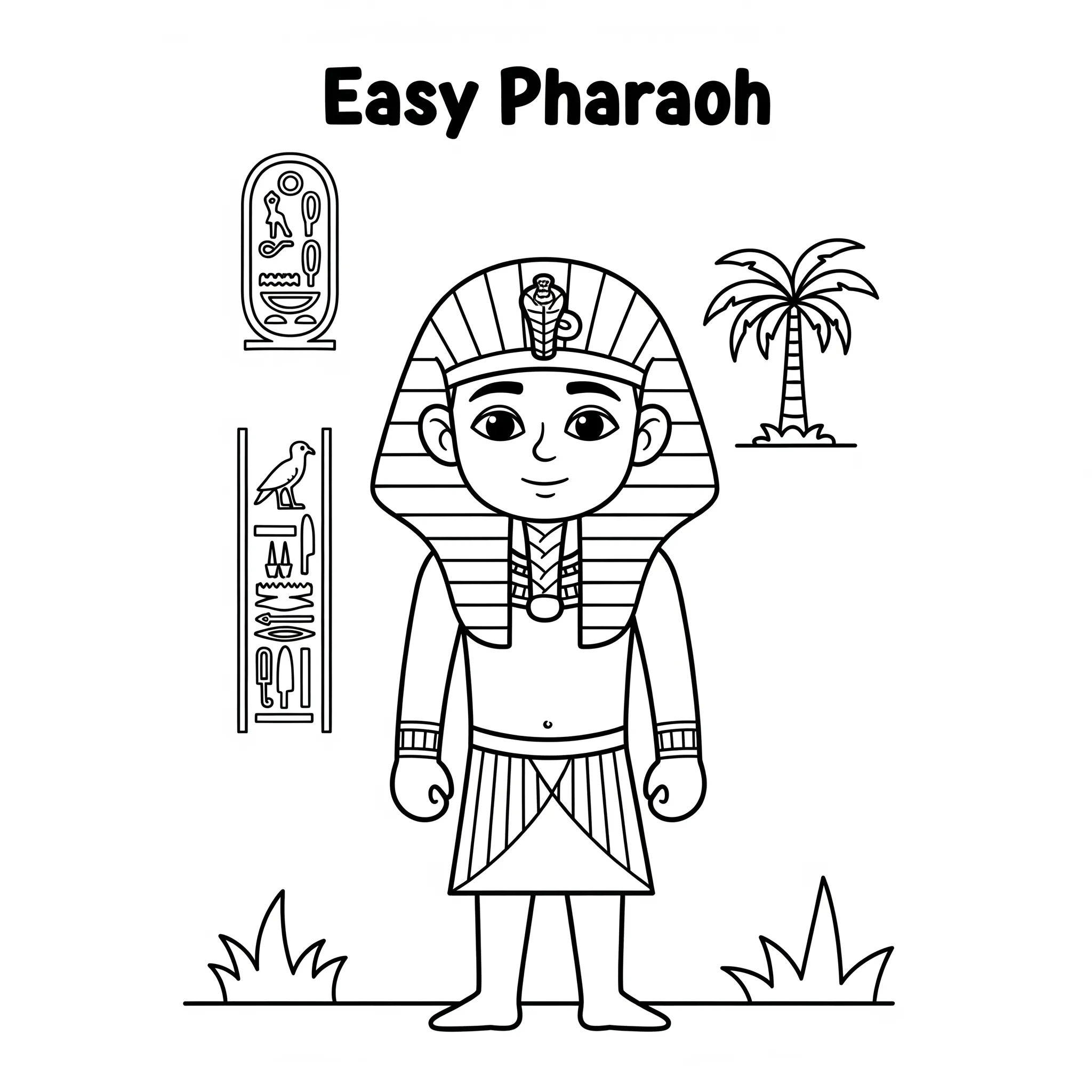 coloriage Pharaon Facile à imprimer pour enfant de 12 ans