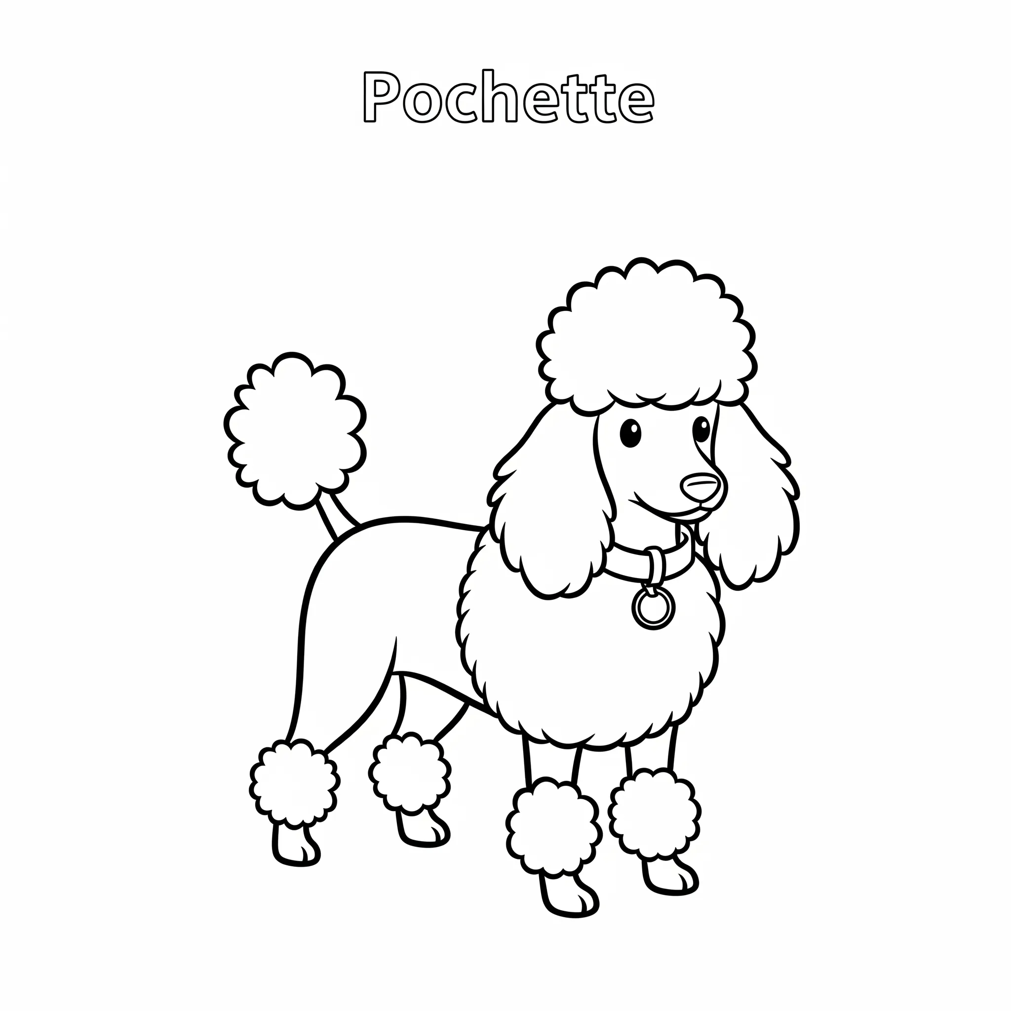 coloriage Pochette, le caniche de la princesse Tiana pour enfant a imprimer gratuit