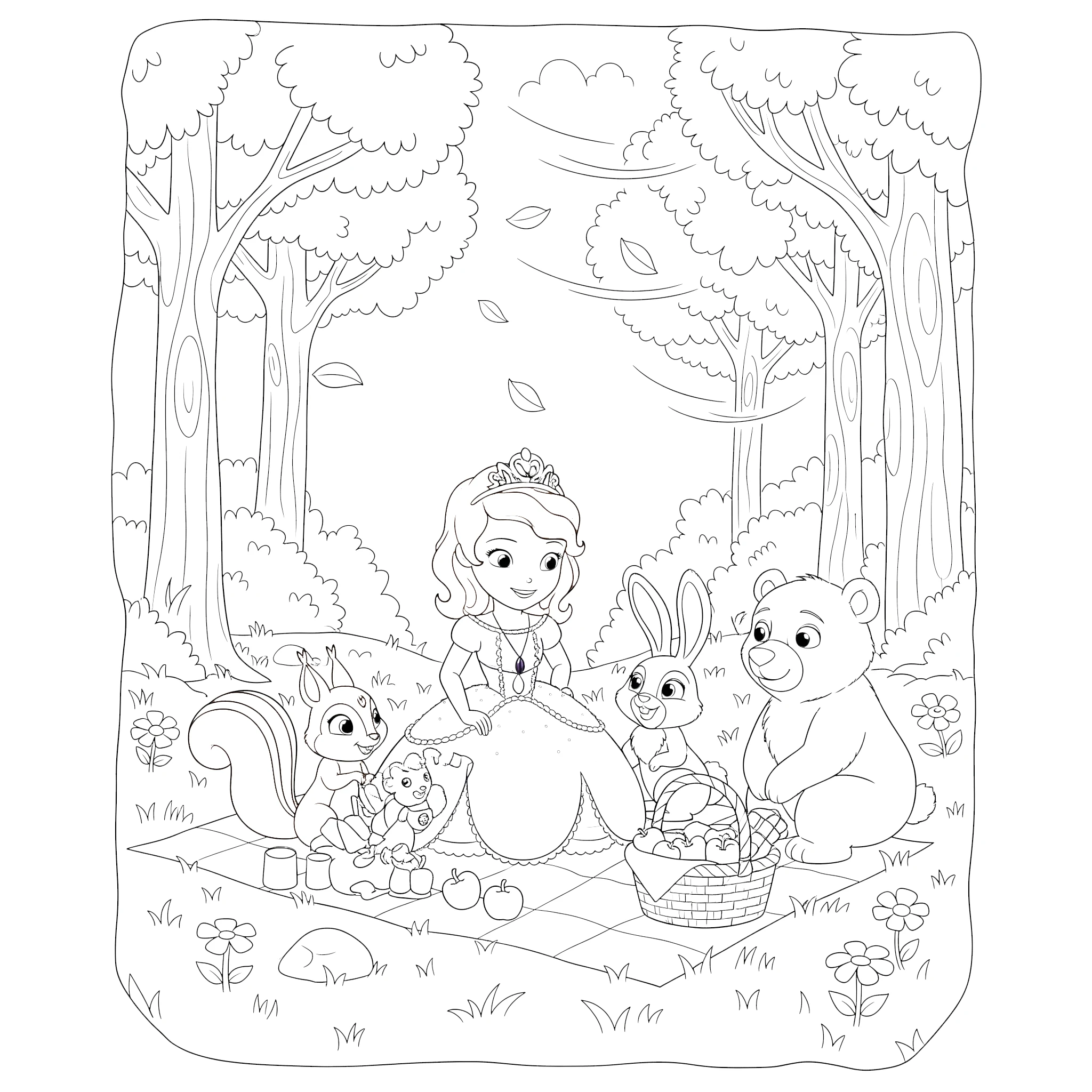 coloriage Princesse Sofia à imprimer pour enfant de 6 ans