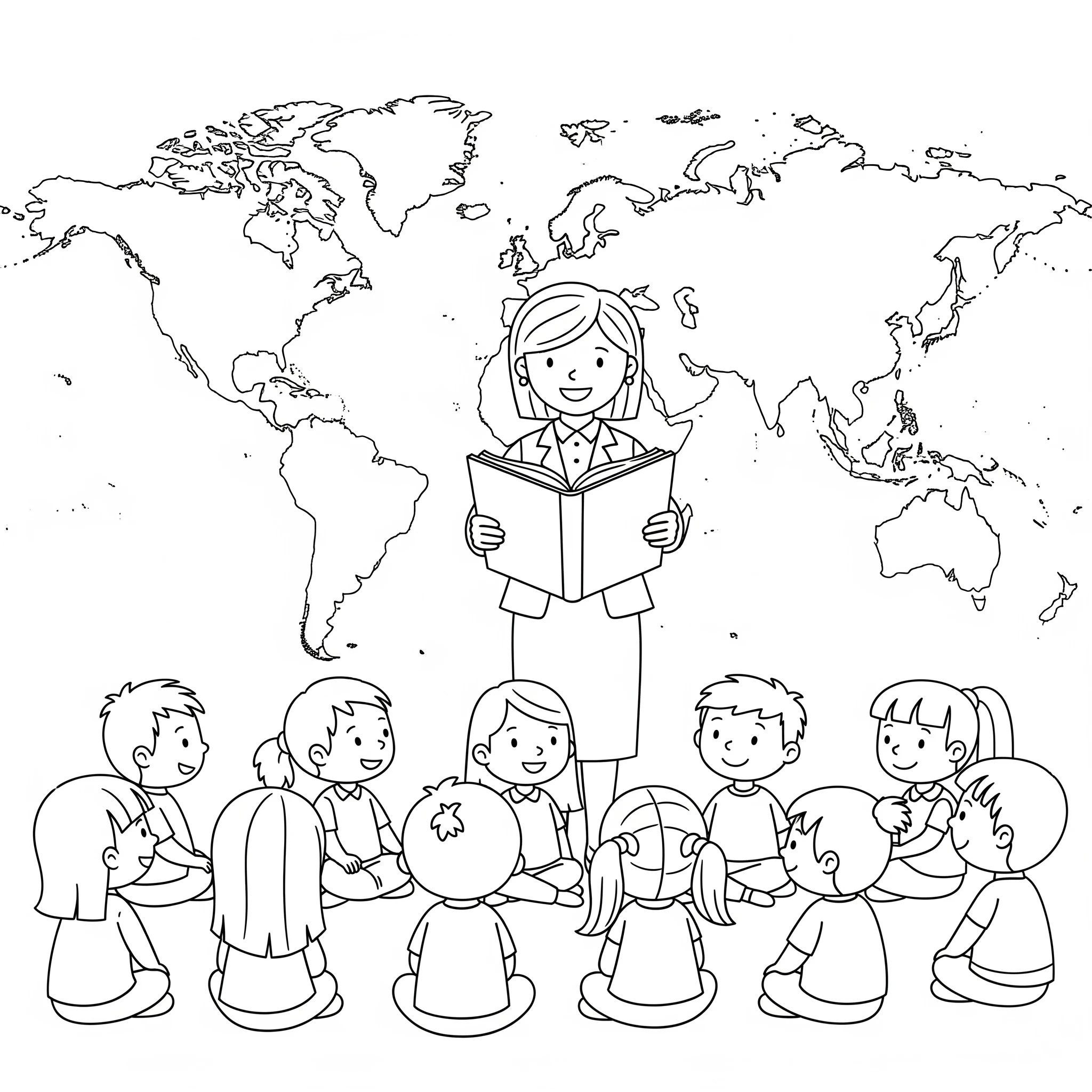 coloriage Professeur à imprimer pour enfant de 7 ans