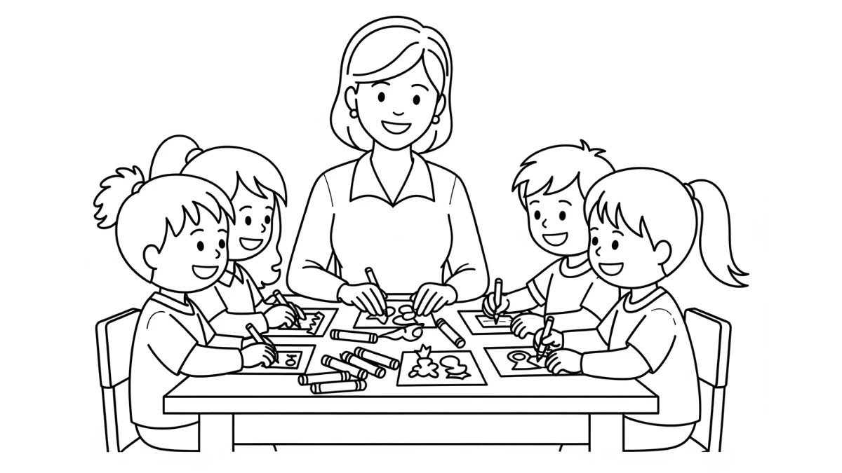 coloriage Professeur à imprimer pour enfant de 6 ans