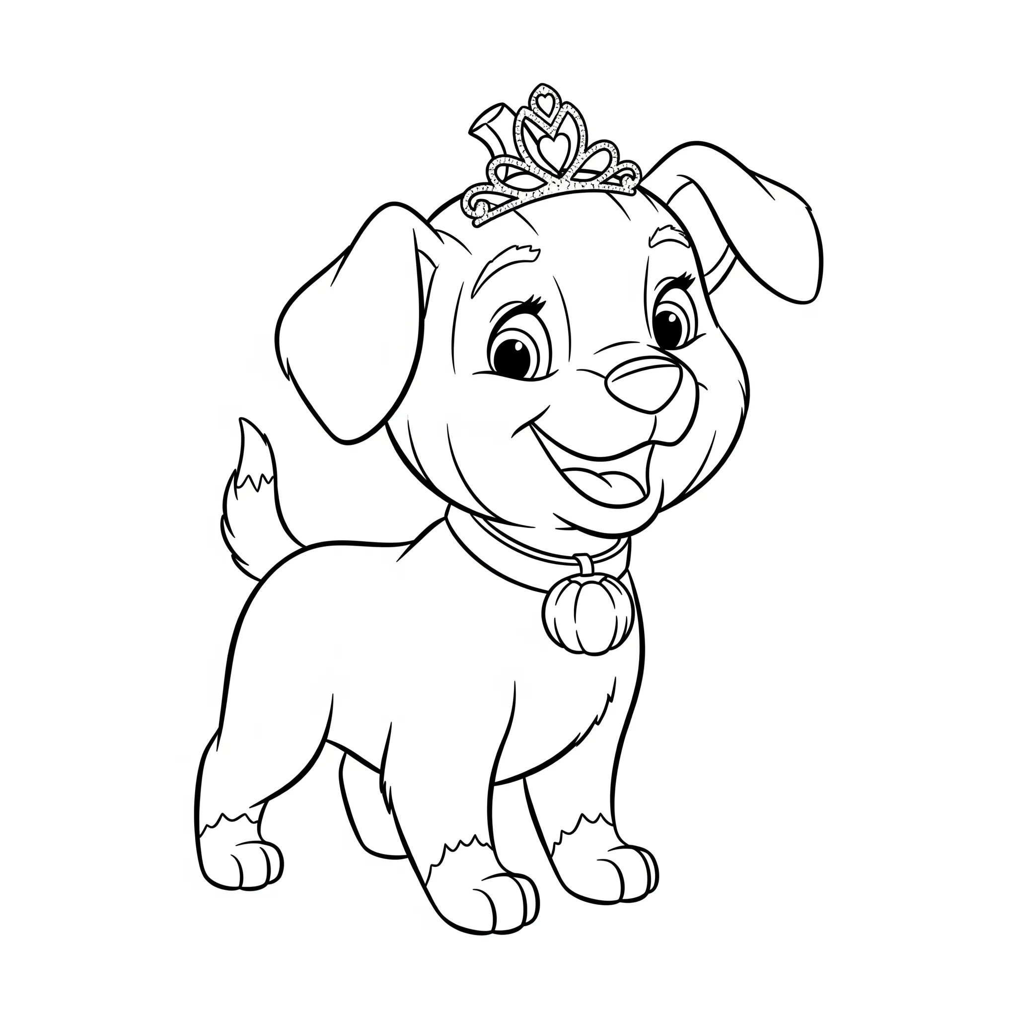 coloriage Pumpkin, le chiot de Cendrillon à imprimer a4