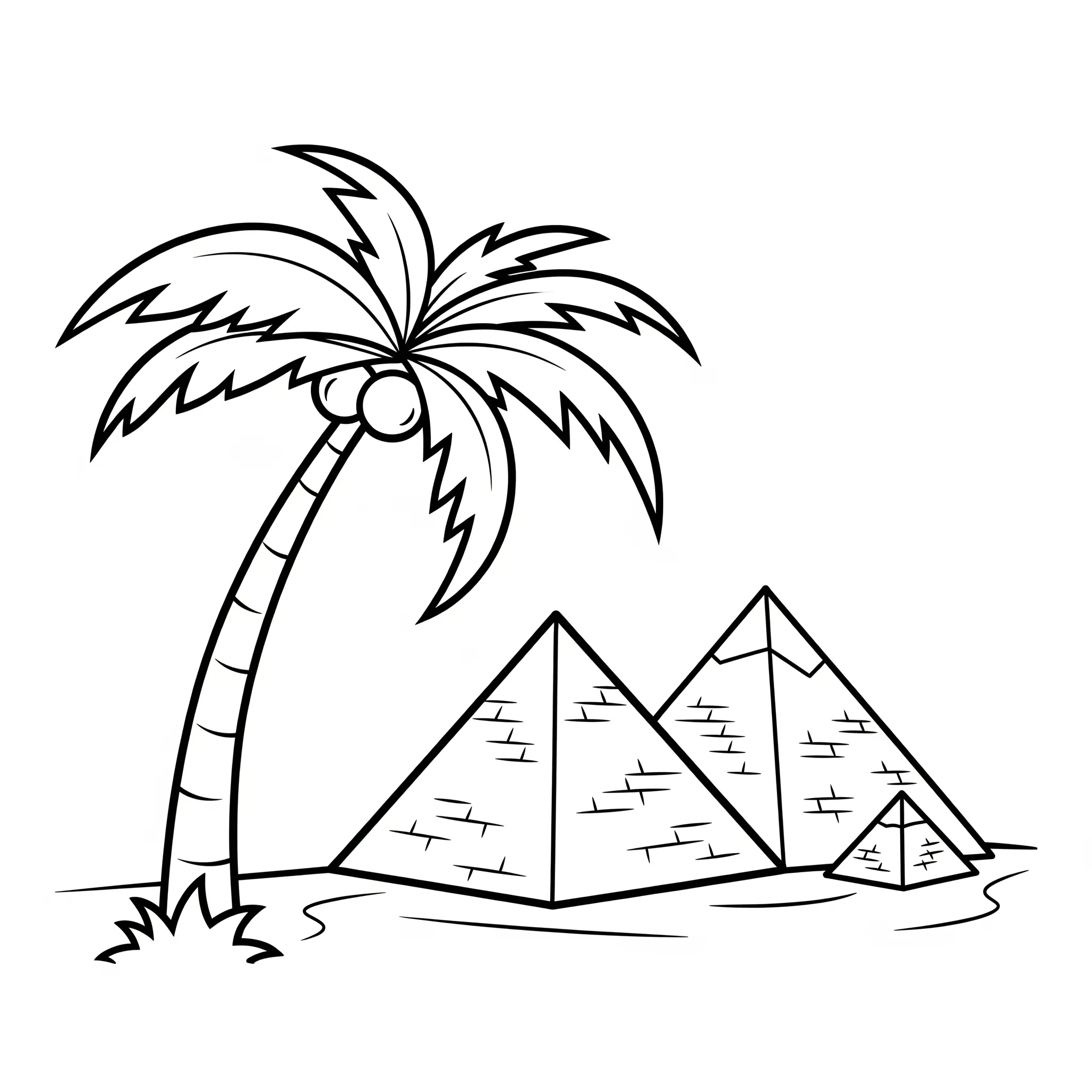 coloriage Pyramides et Palmier pour enfant à imprimer