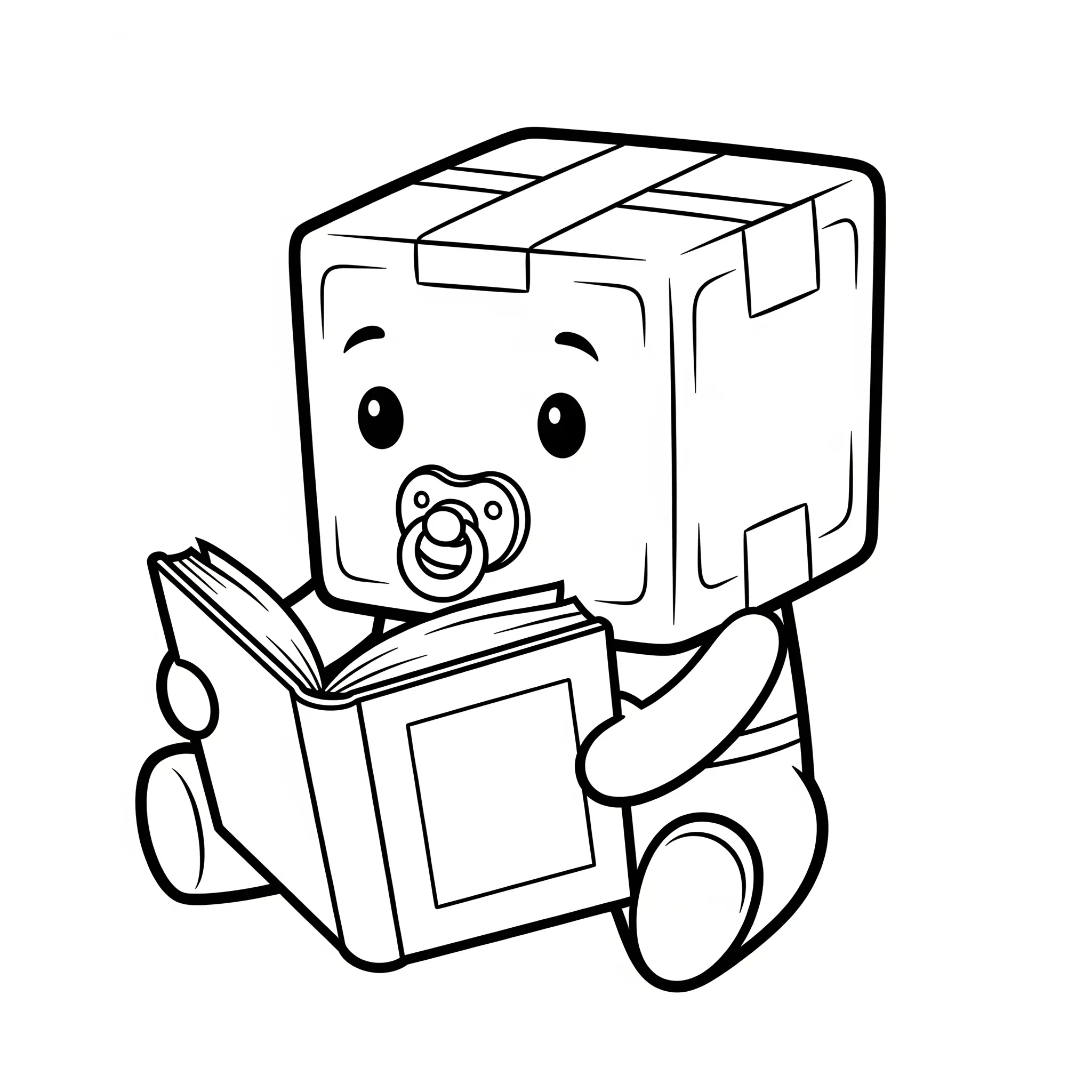 coloriage Bébé boîte lisant un livre gratuit à imprimer