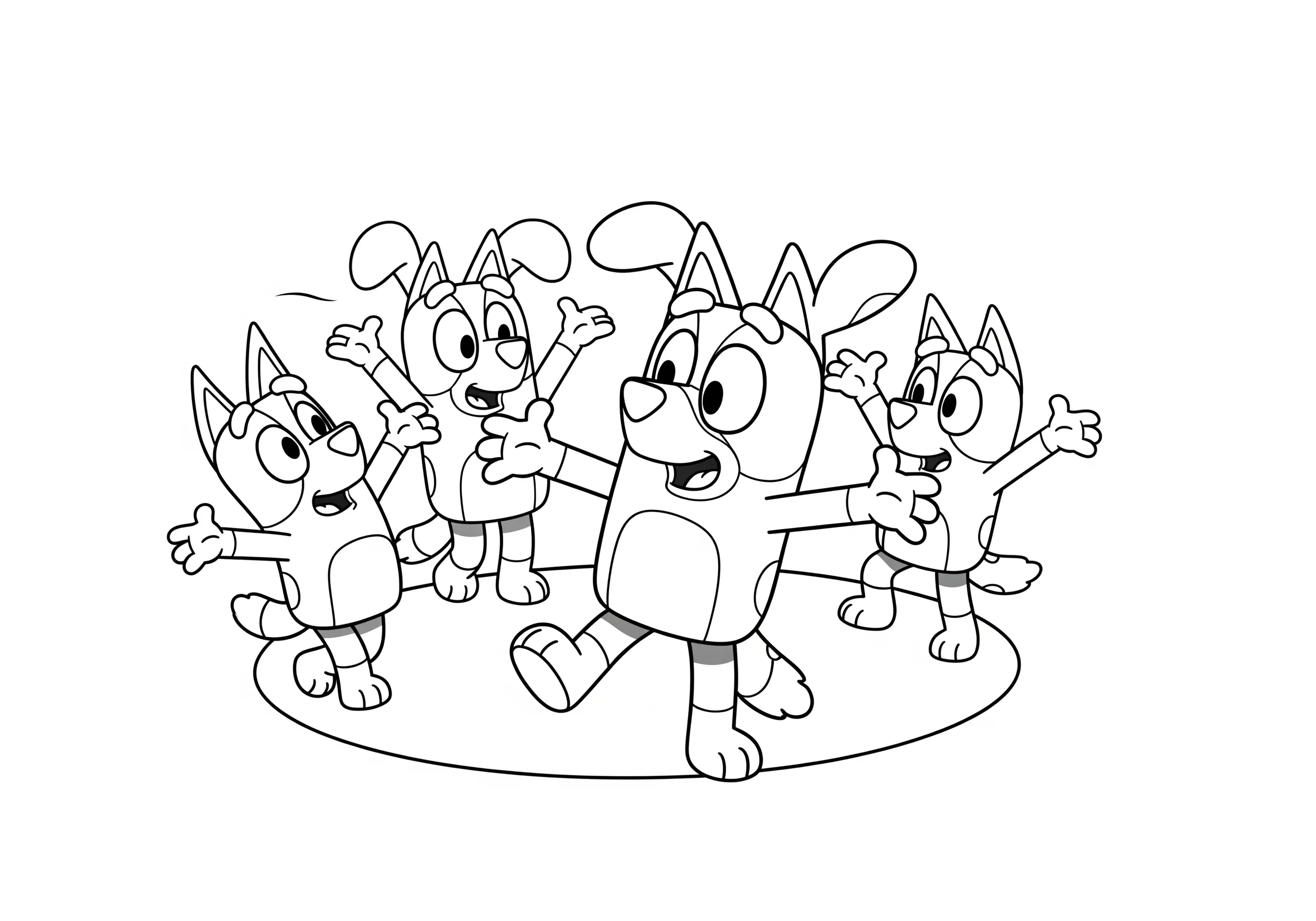 coloriage Bingo et ses amis dansent educatif pour enfant