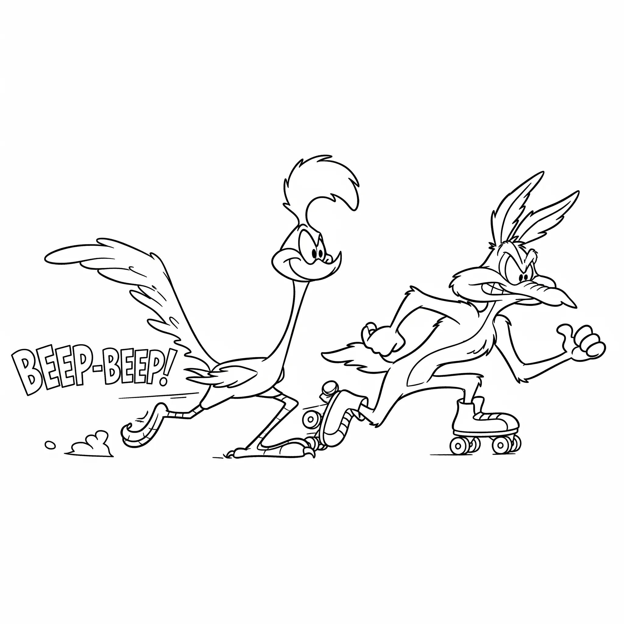 a imprimer coloriage Bip Bip et le Coyote en course gratuit