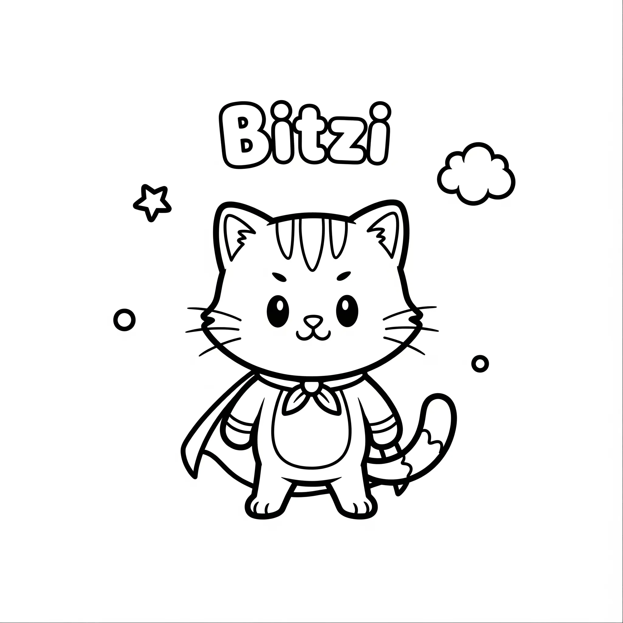coloriage Bitzi le chaton courageux à imprimer pour enfant de 2 ans