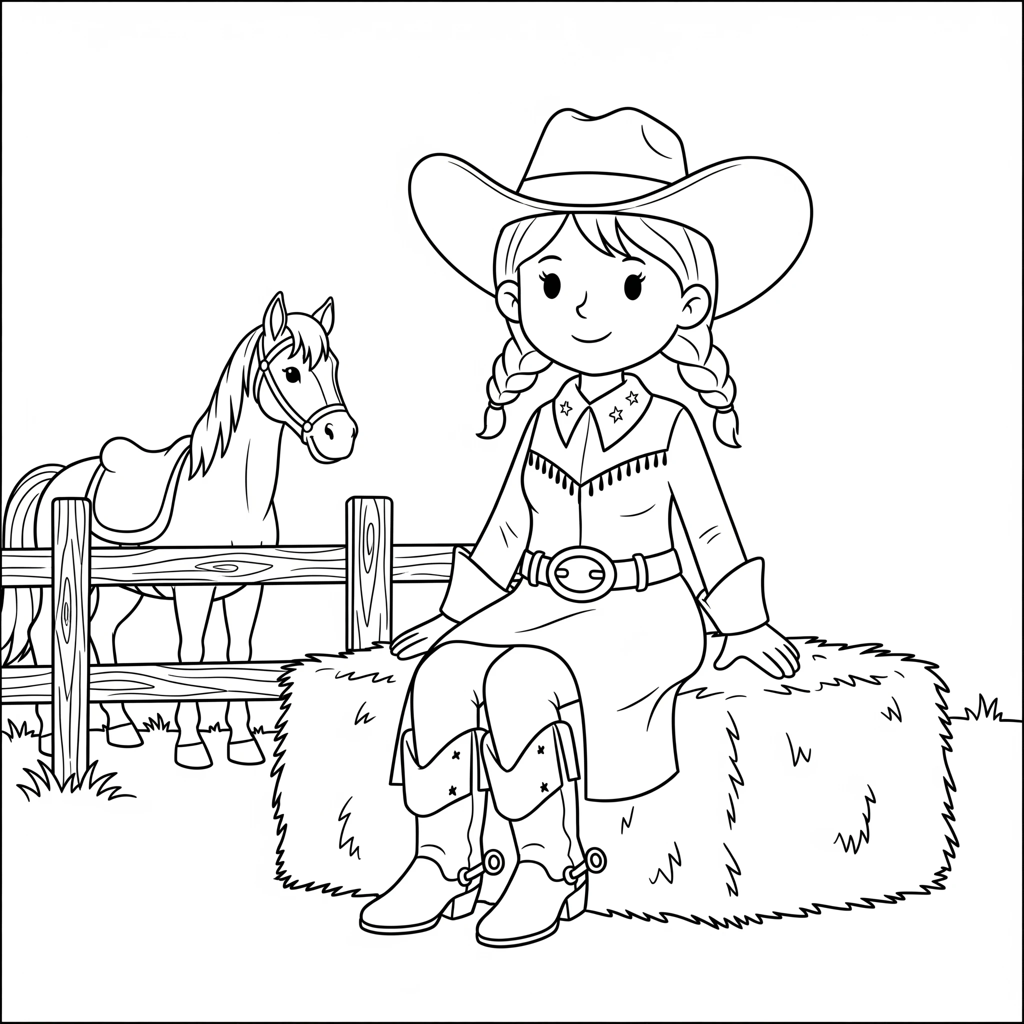 coloriage Cowgirl pour enfant de 6 ans