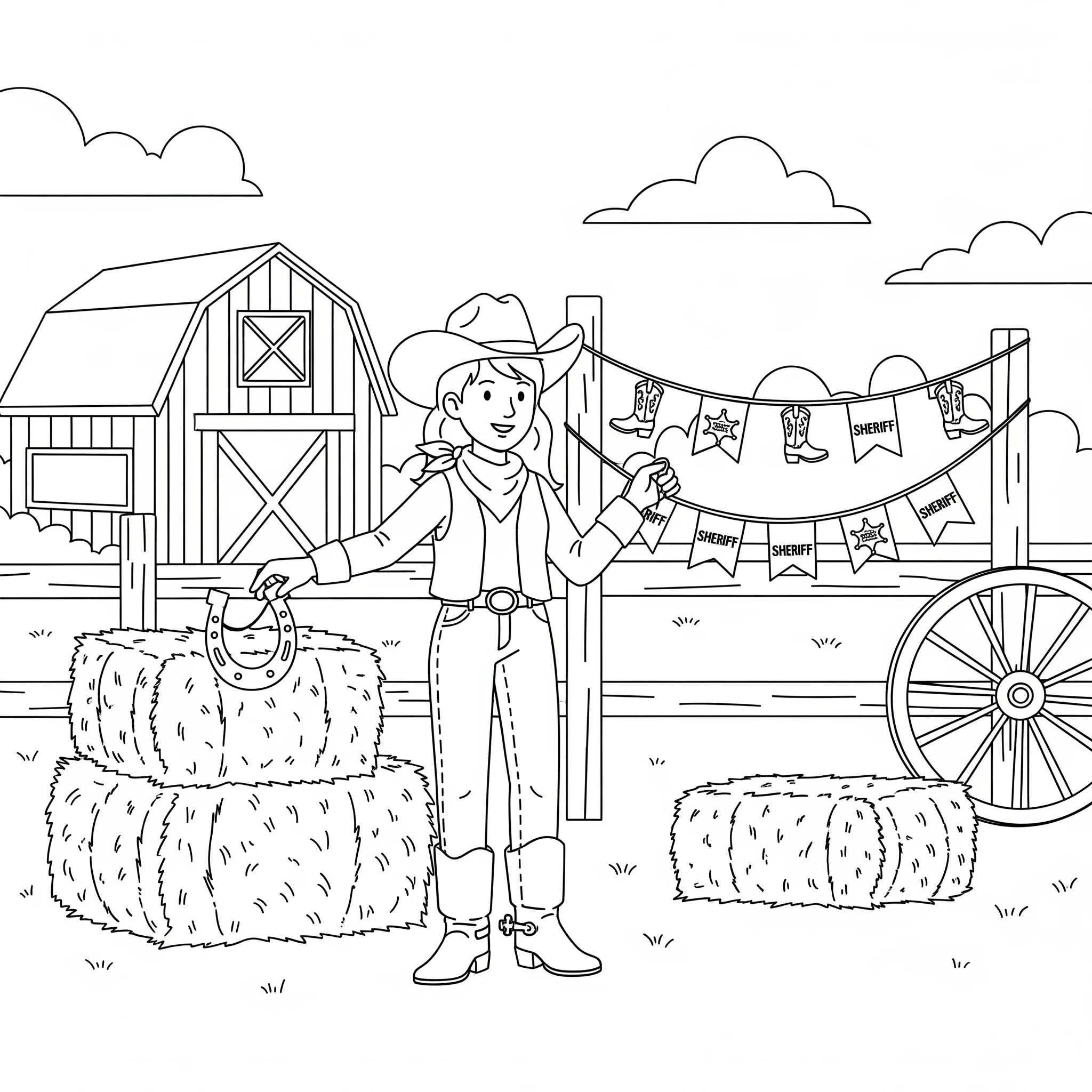 coloriage Cowgirl pour enfant de 2 ans