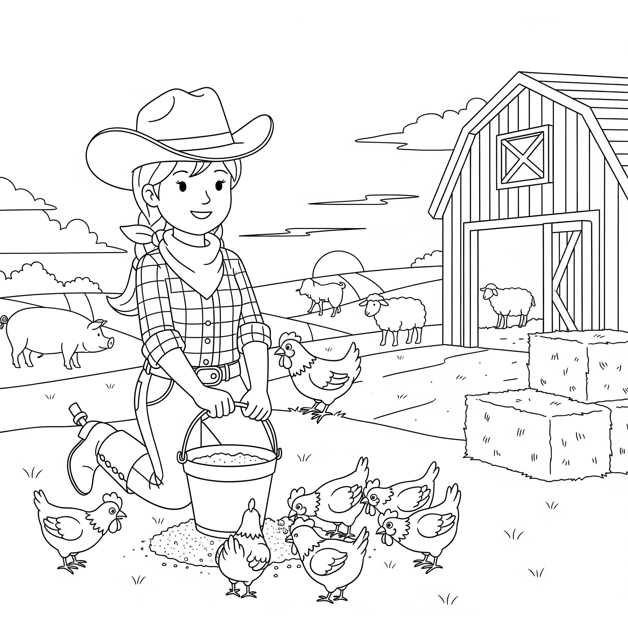 coloriage Cowgirl a telecharger