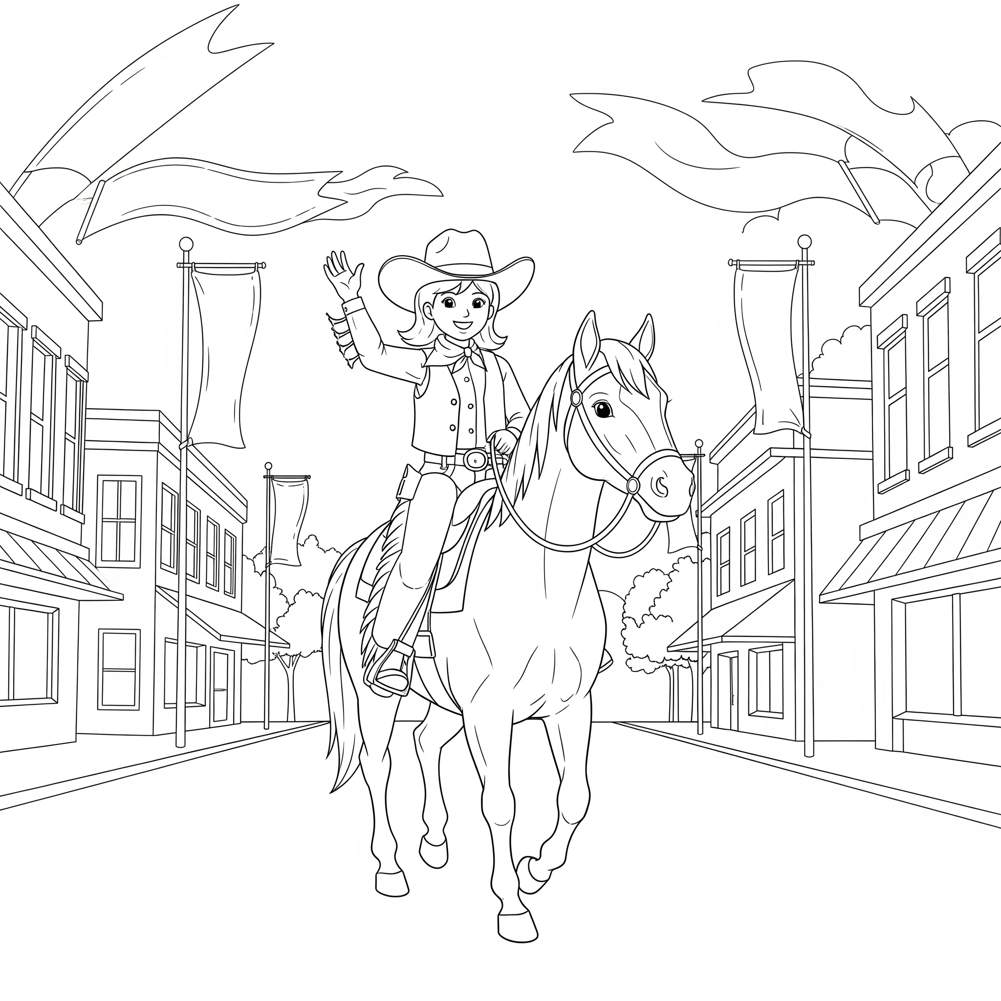 coloriage Cowgirl gratuit 1