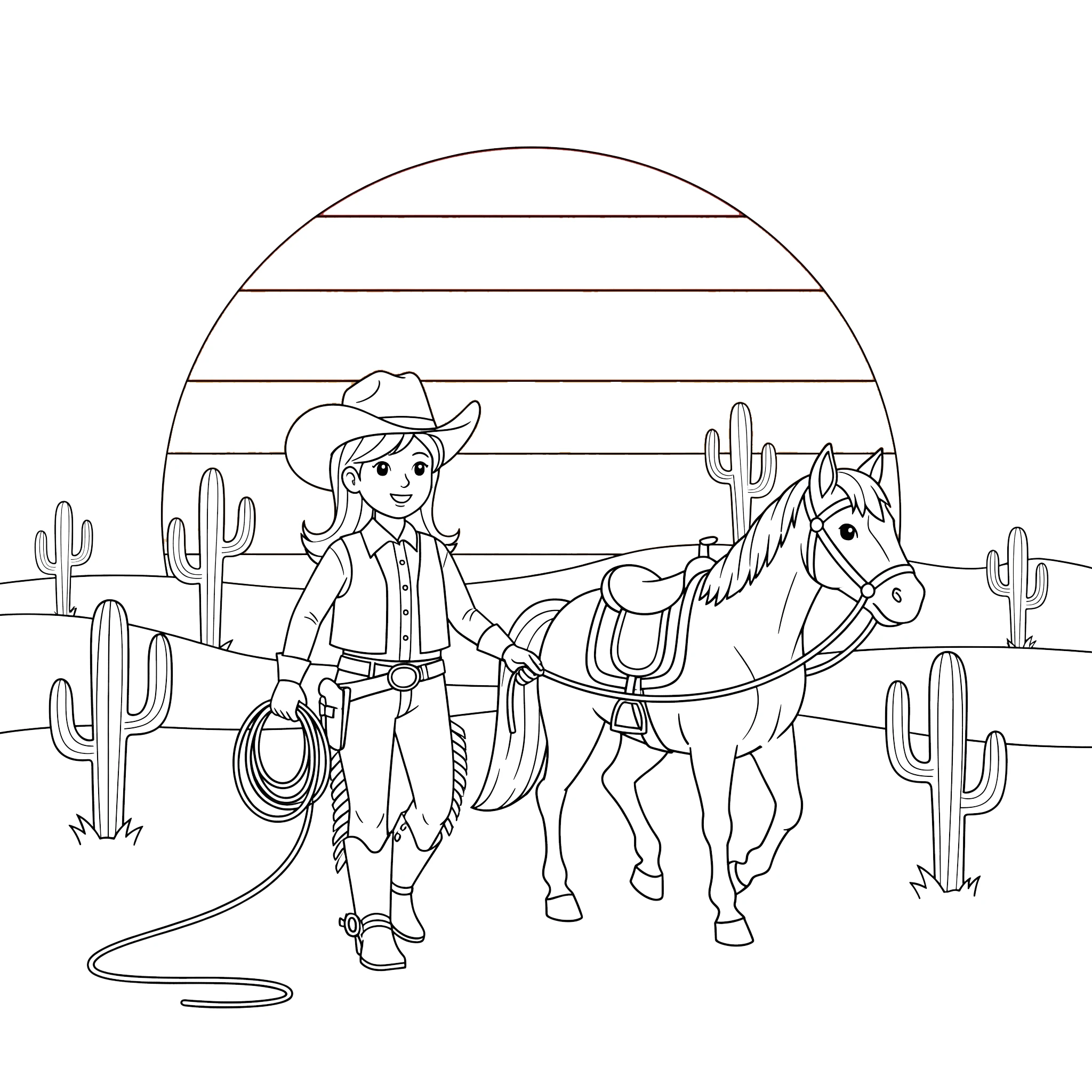 coloriage Cowgirl gratuit en ligne 1