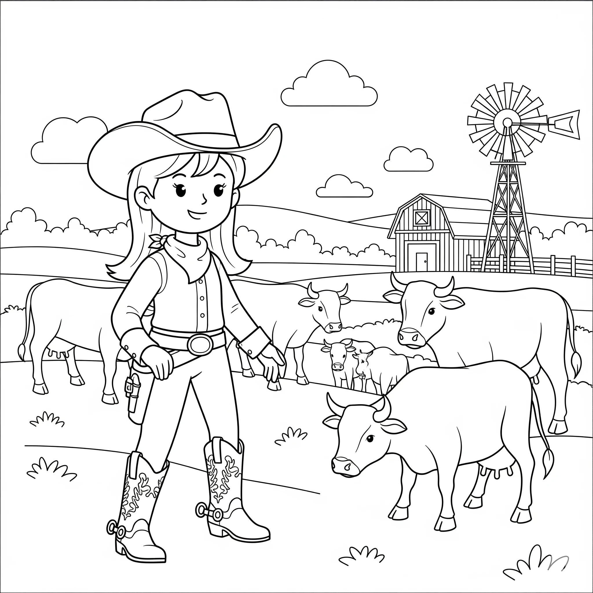 coloriage Cowgirl à imprimer pour enfant de 8 ans
