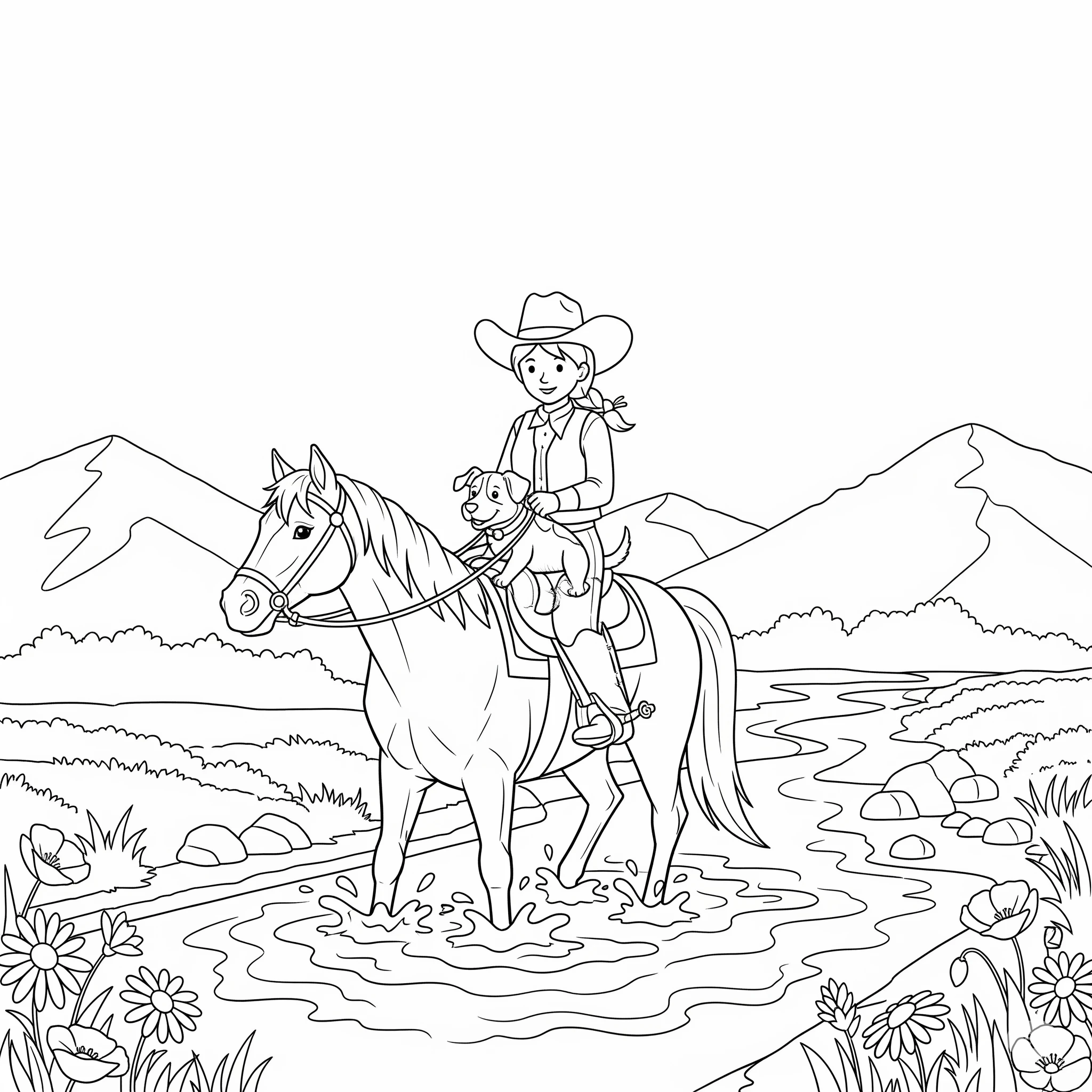 coloriage Cowgirl pour primaire