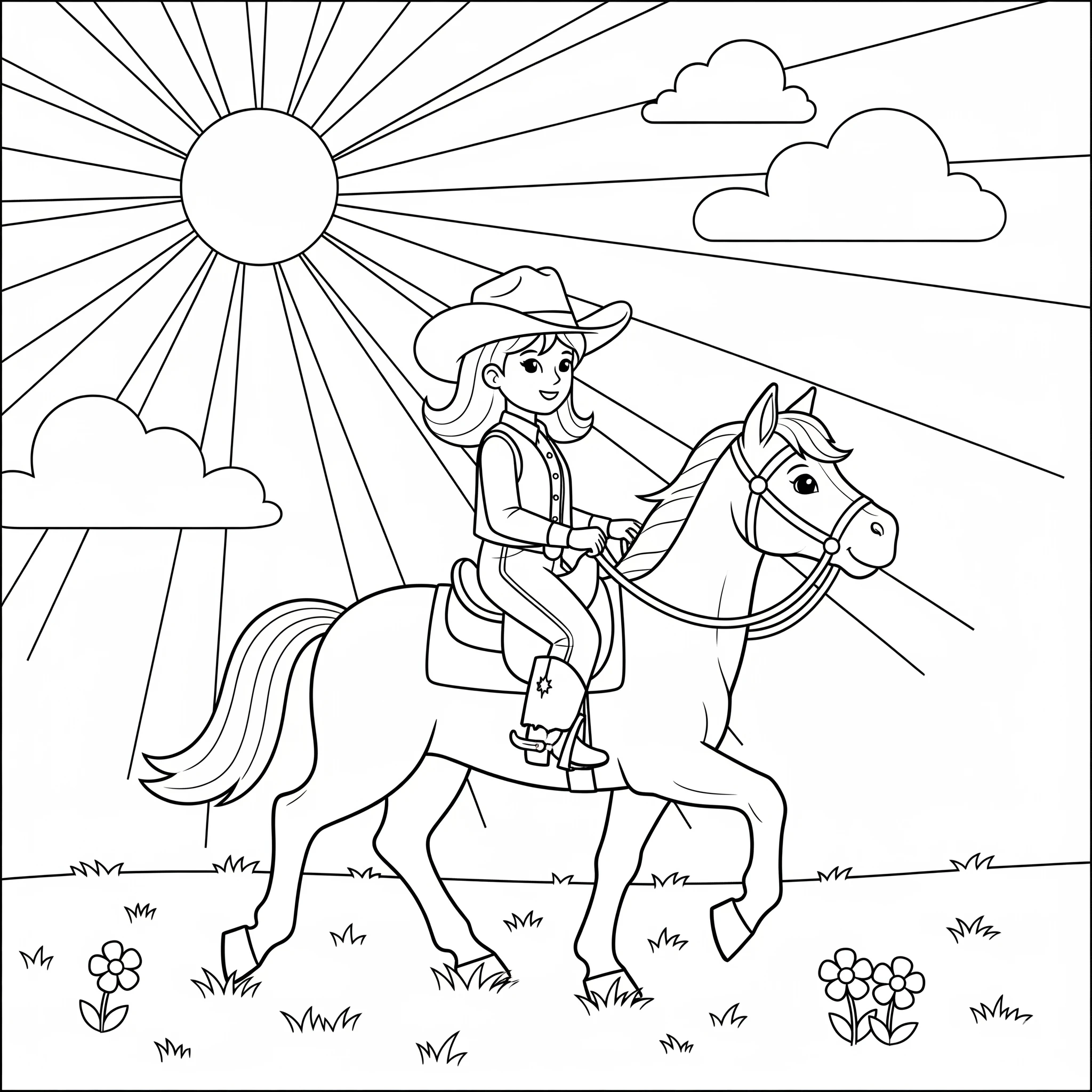 coloriage Cowgirl a colorier en ligne gratuitement