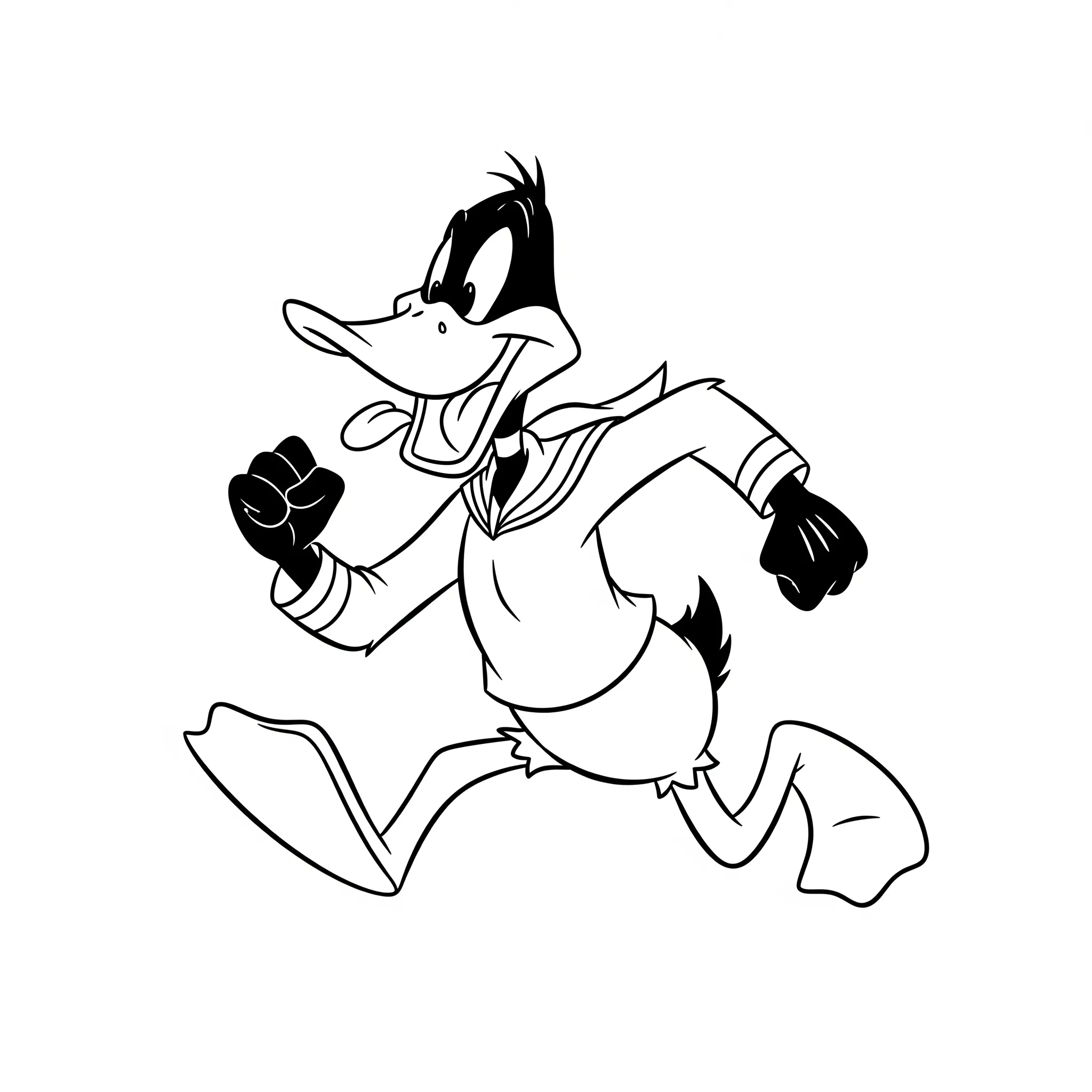 coloriage Daffy Duck en pleine action a imprimer gratuitement