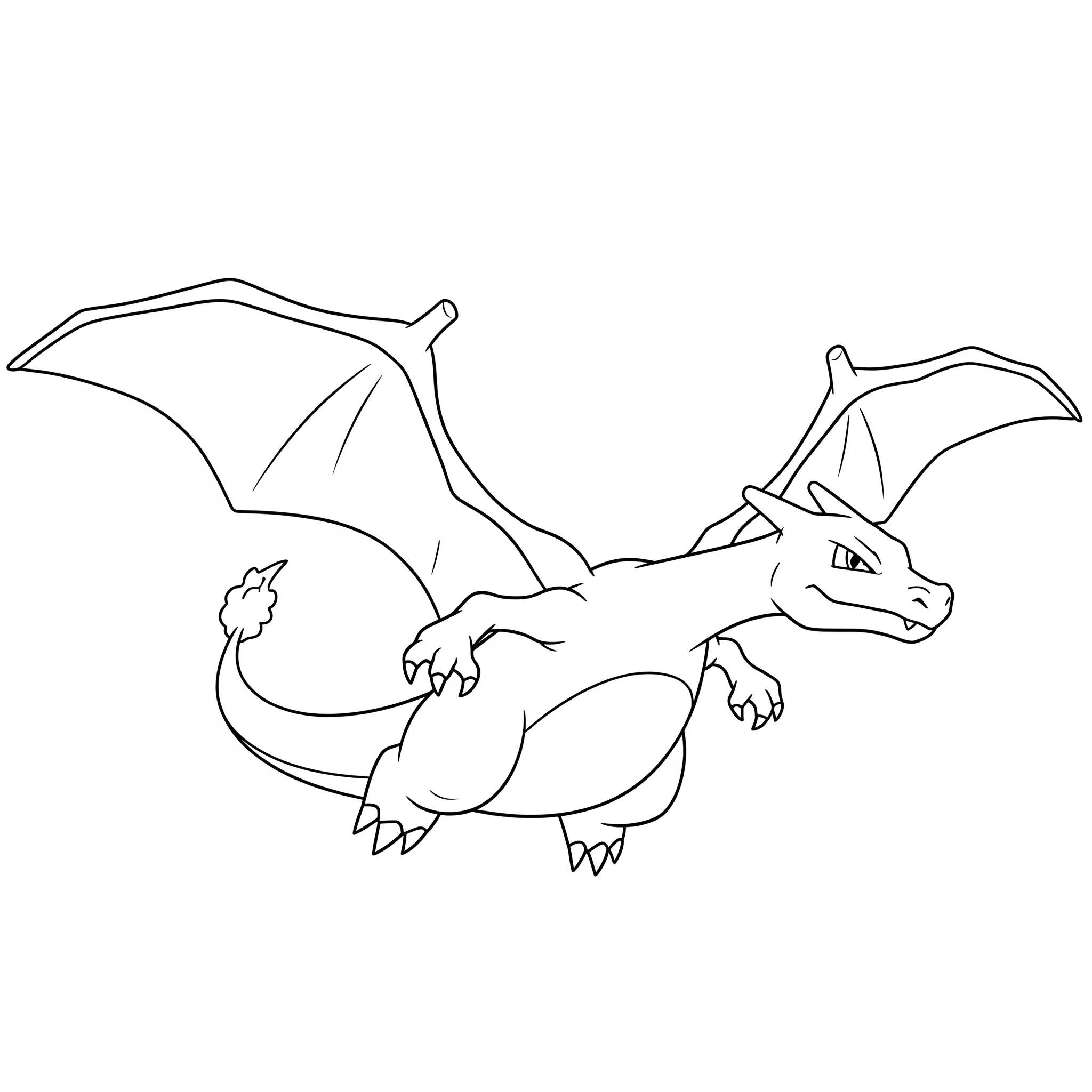 coloriage Dracaufeu volant dans le ciel pour enfant de 6 ans