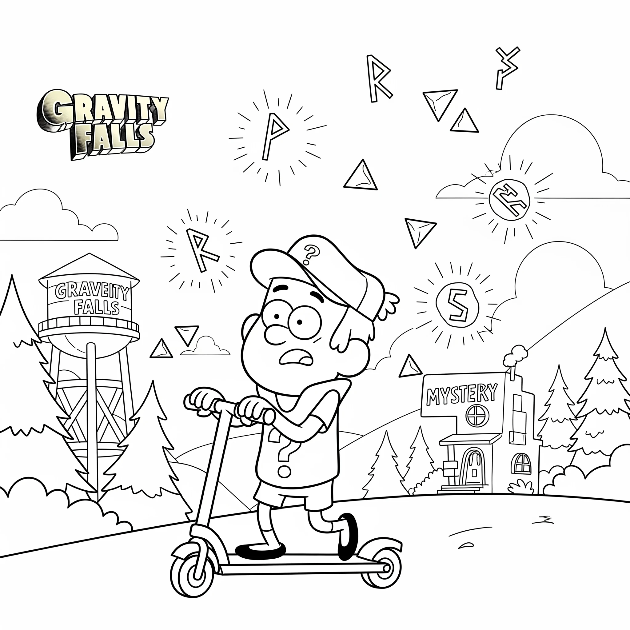 coloriage Gravity Falls à imprimer pour enfant de 7 ans