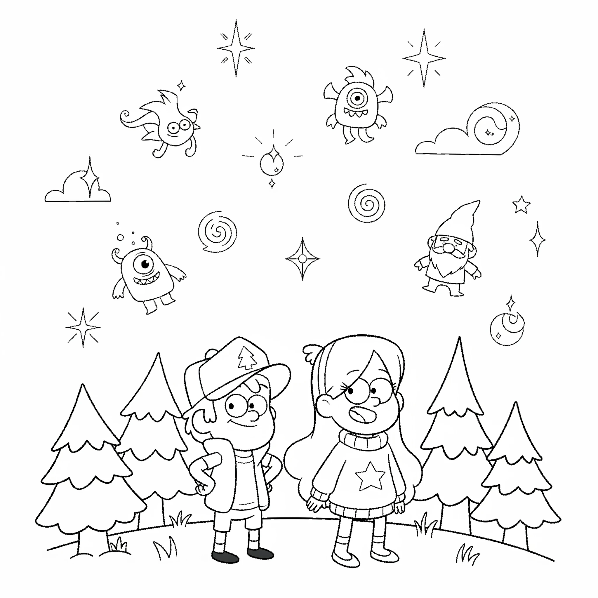 coloriage Gravity Falls à imprimer pour enfant de 8 ans