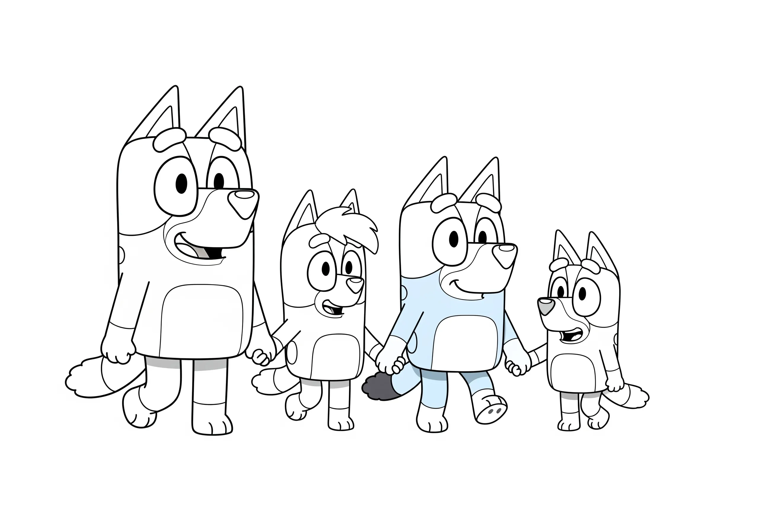 coloriage La famille Heeler se promène et découpage à imprimer