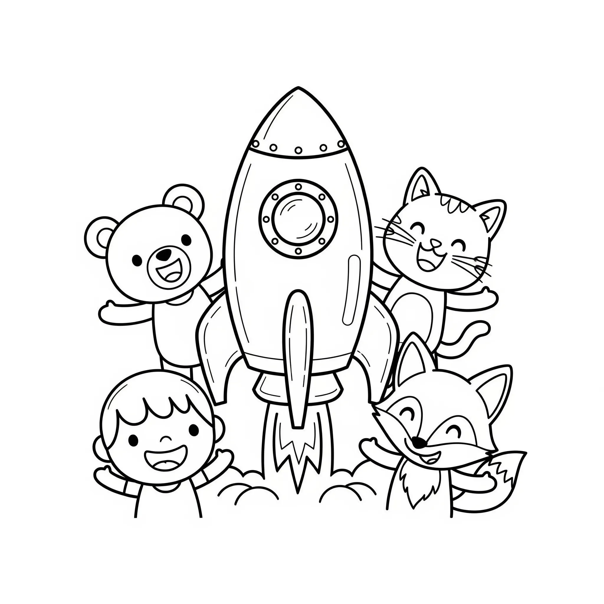 coloriage Le Rocket et les quatre amis à imprimer pour enfant de 9 ans