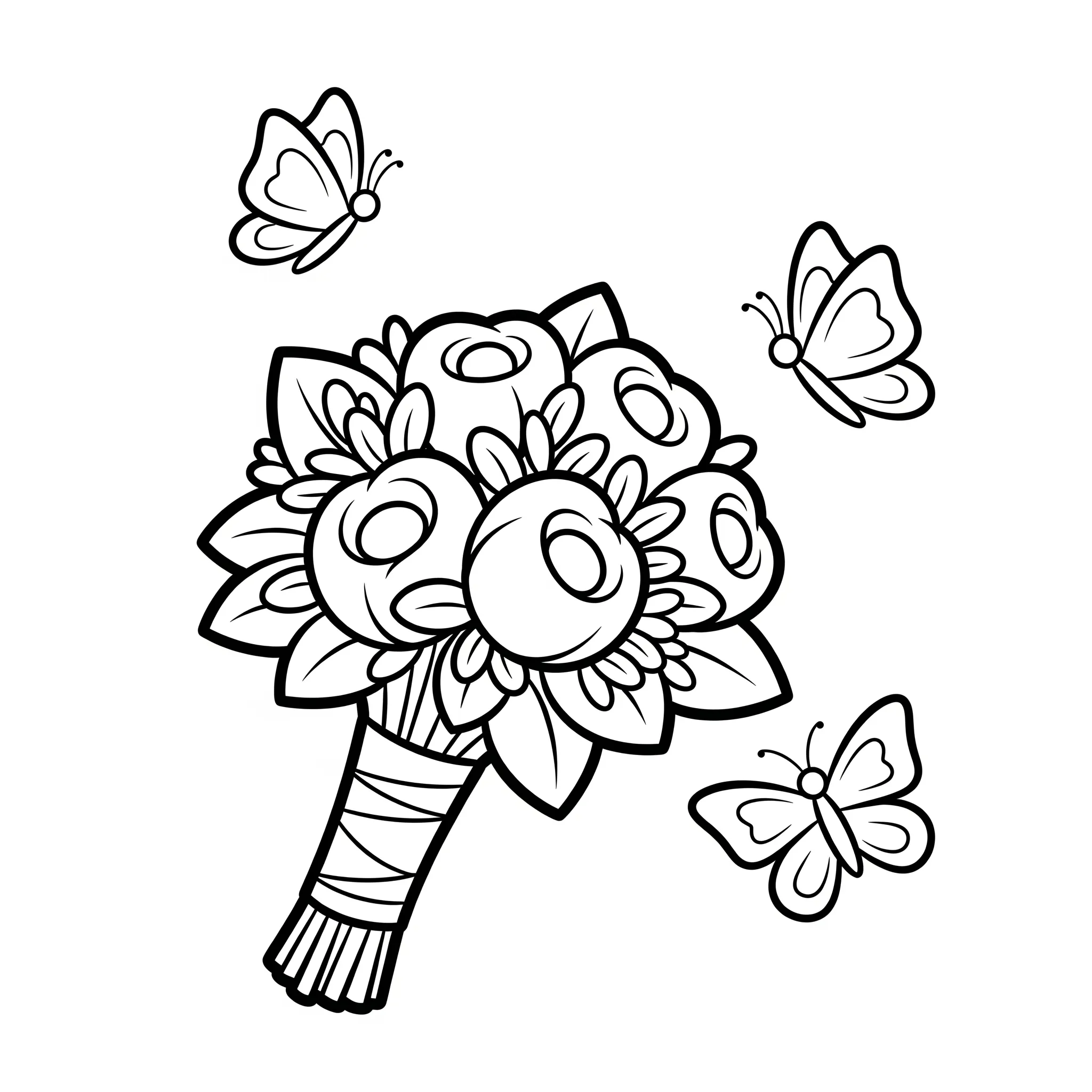 coloriage Le bouquet de la mariée et ses papillons à imprimer gratuitement pdf