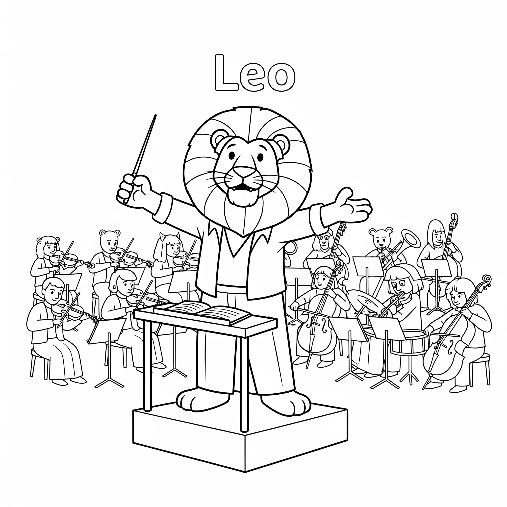 coloriage Leo dirige l’orchestre et dessin a imprimer