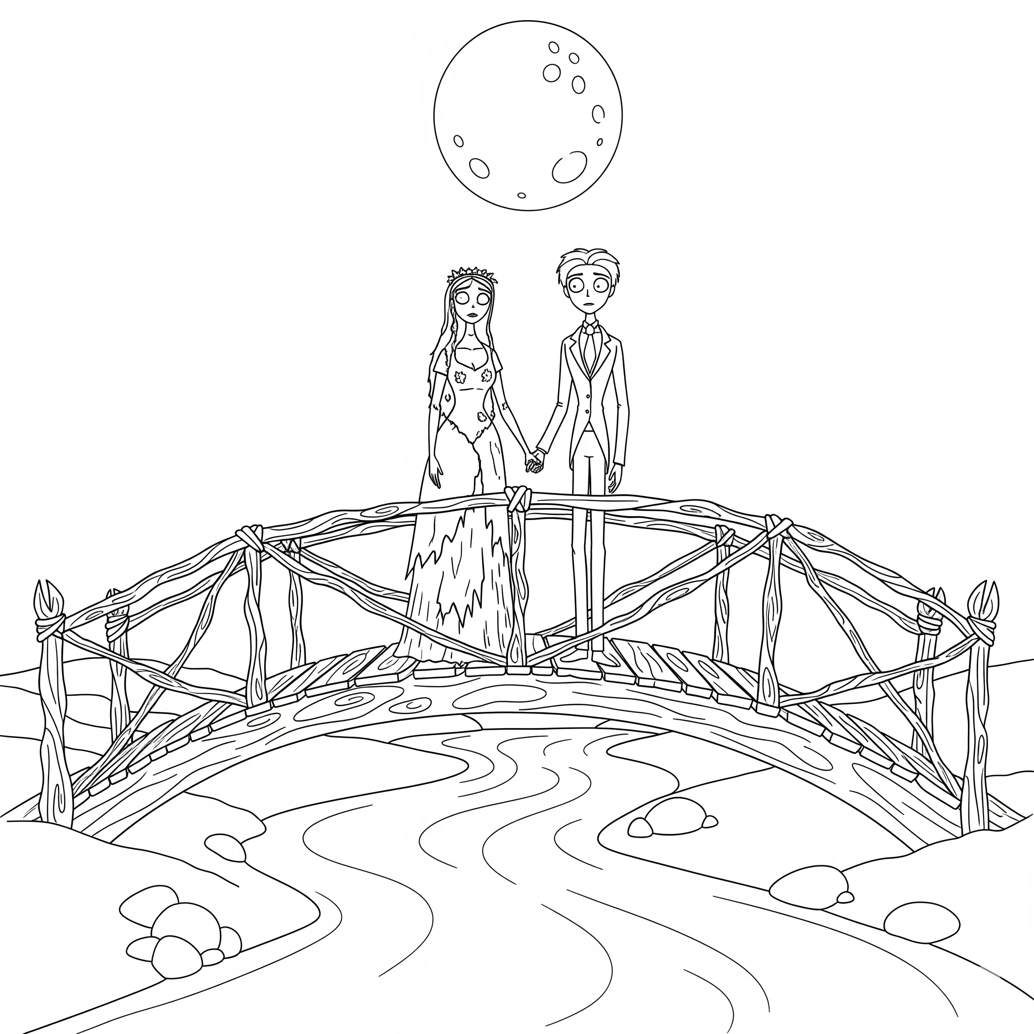 coloriage Les Noces Funèbres à imprimer kawaii