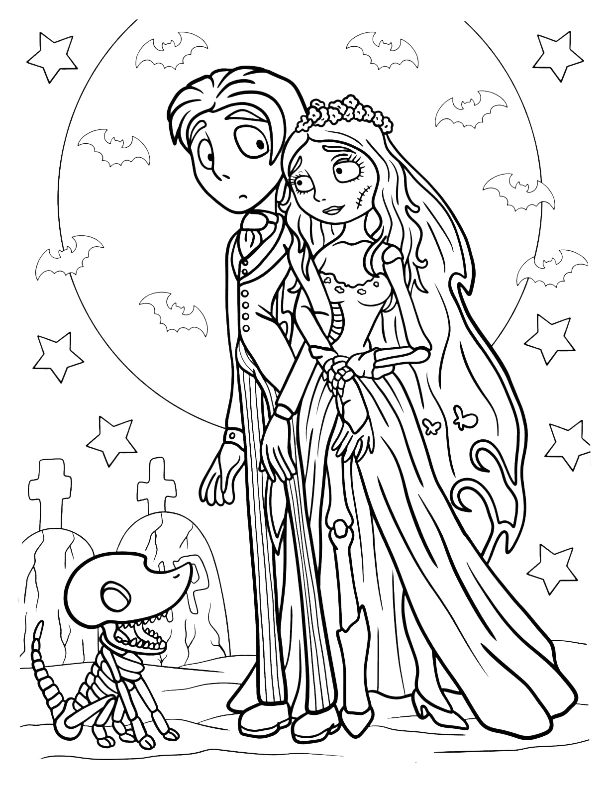 coloriage Les Noces Funèbres a imprimer gratuit