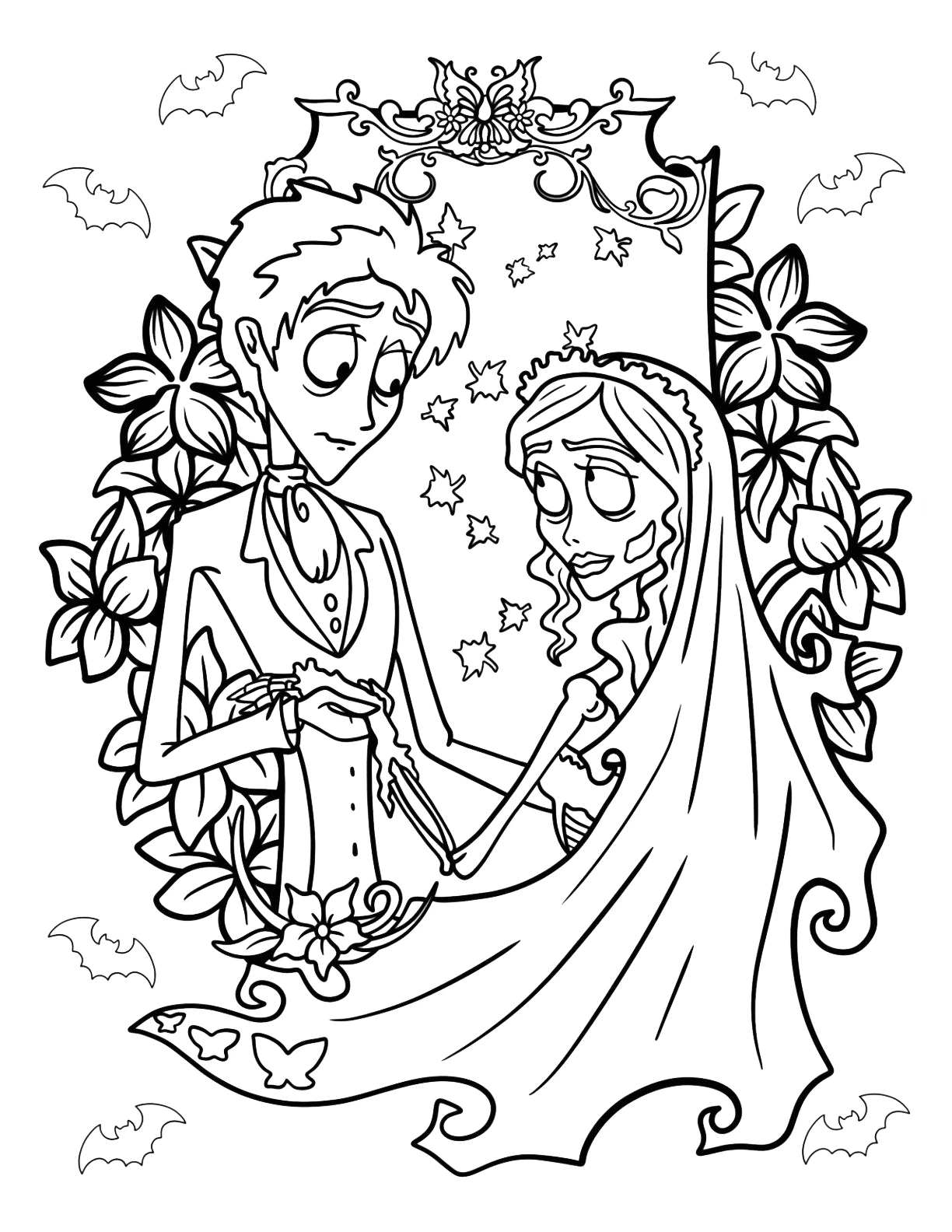 coloriage Les Noces Funèbres pour enfants a imprimer gratuit