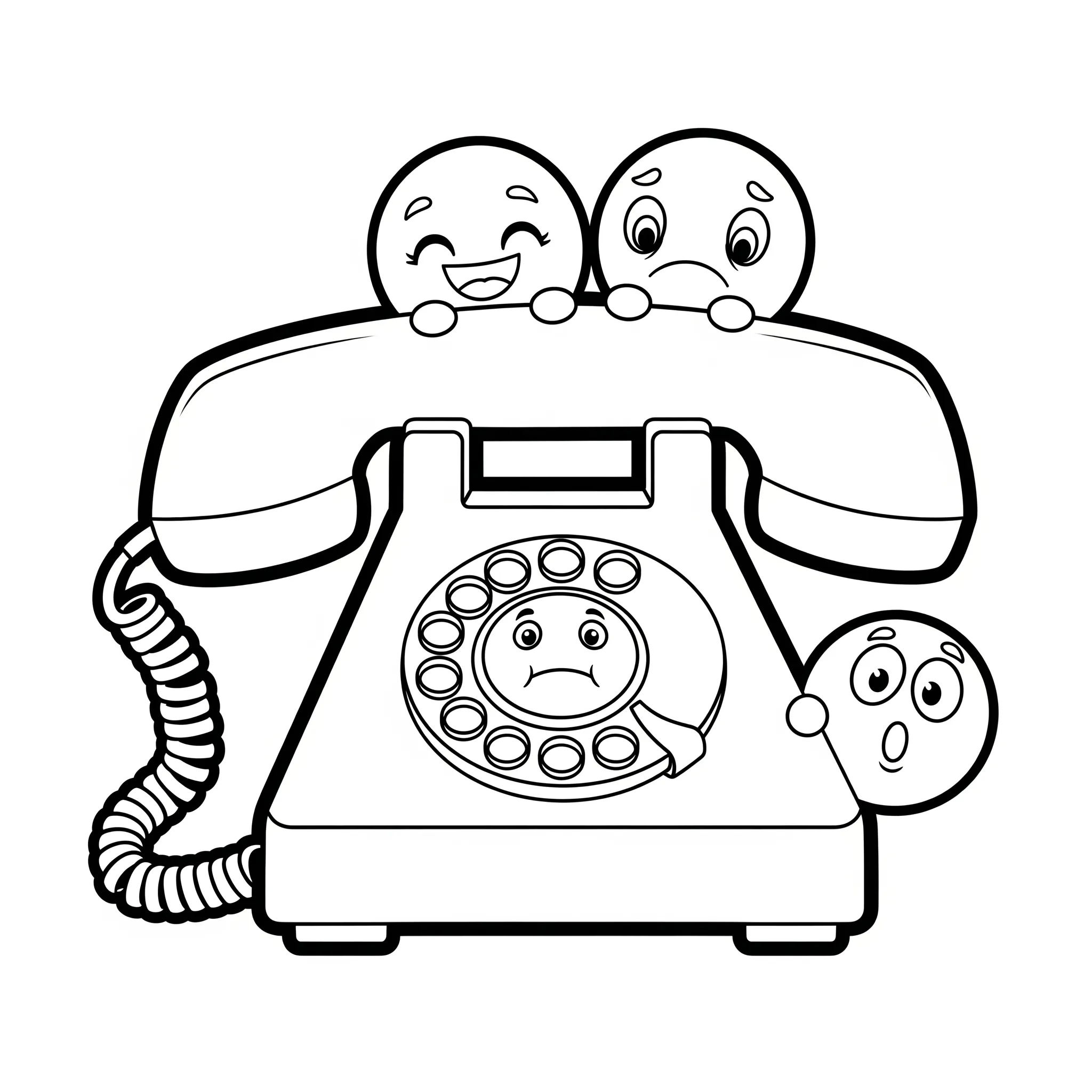 coloriage Les émotions au téléphone de pour enfants