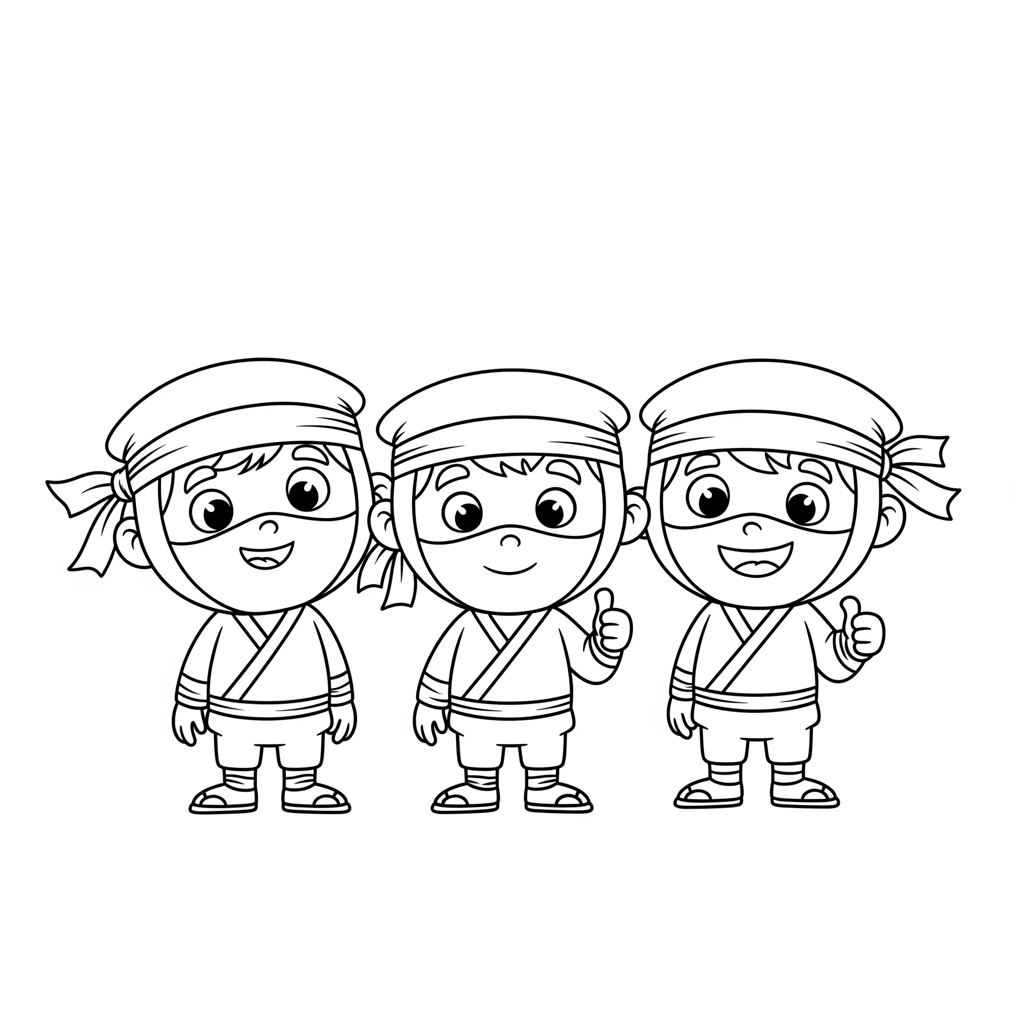 coloriage Les trois ninjas amis a imprimer
