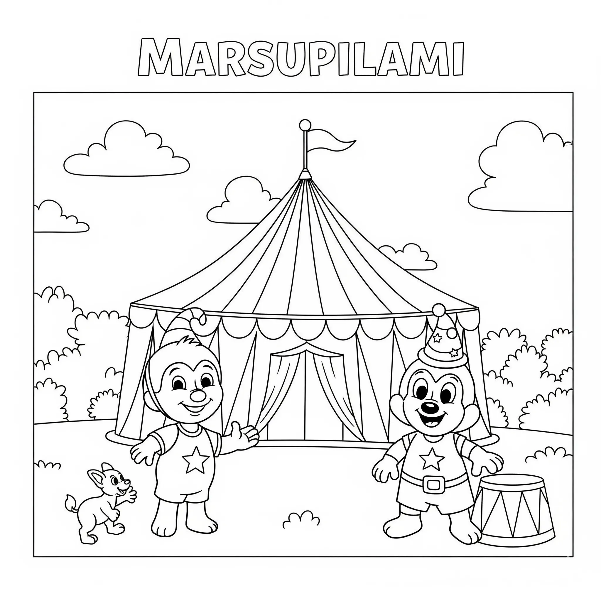 coloriage Marsupilami au cirque educatif pour enfant