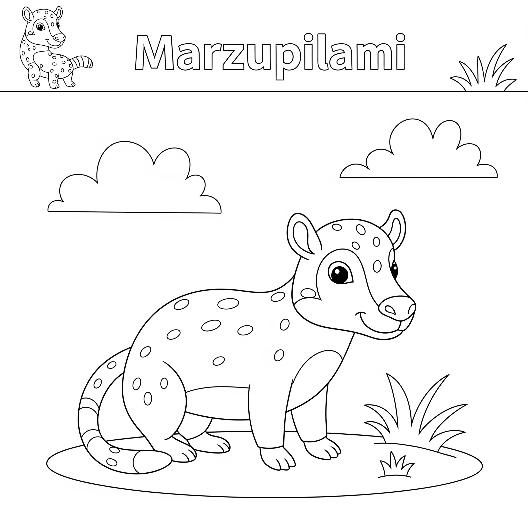 coloriage Marsupilami au zoo pour enfant de 10 ans