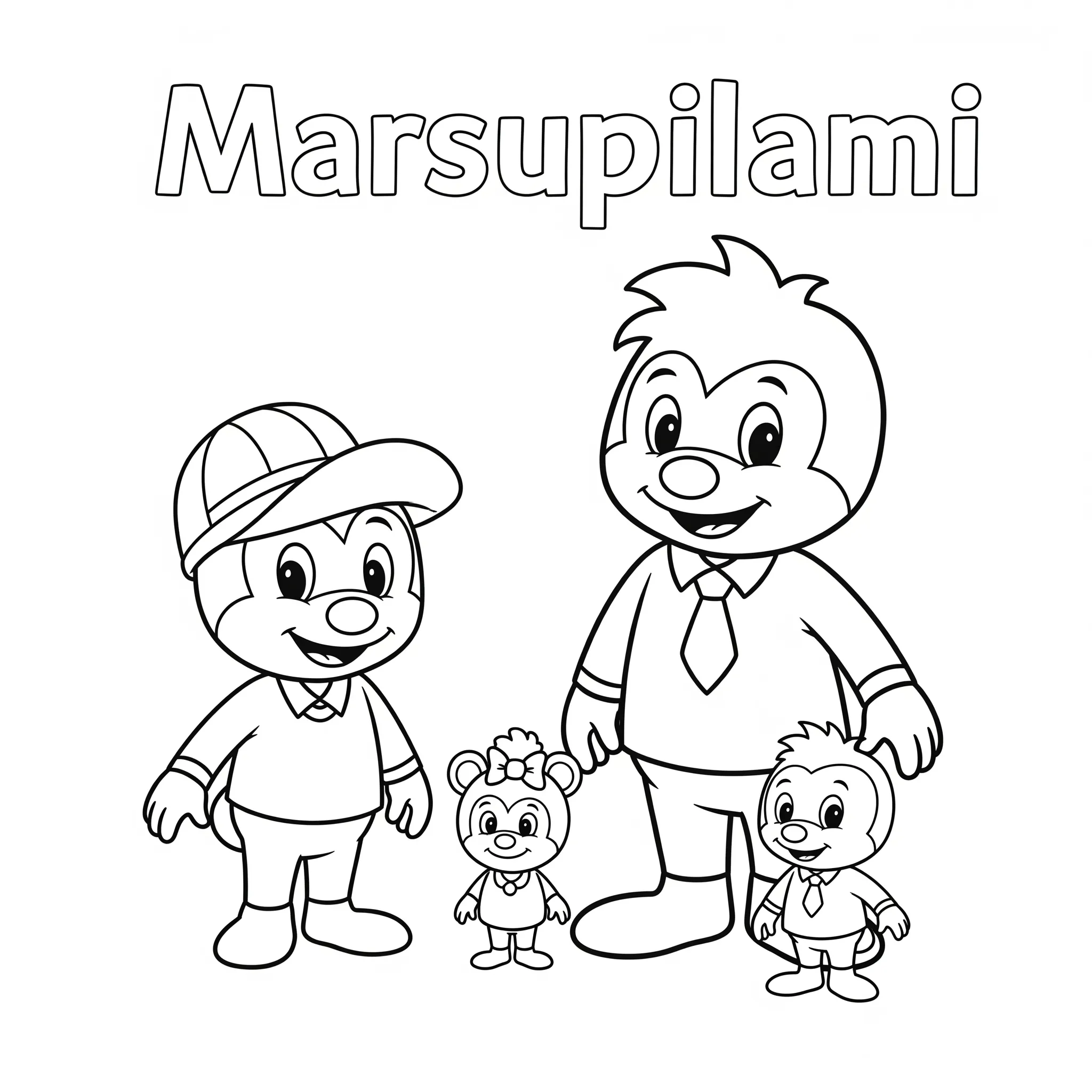 coloriage Marsupilami et sa famille et decoupage