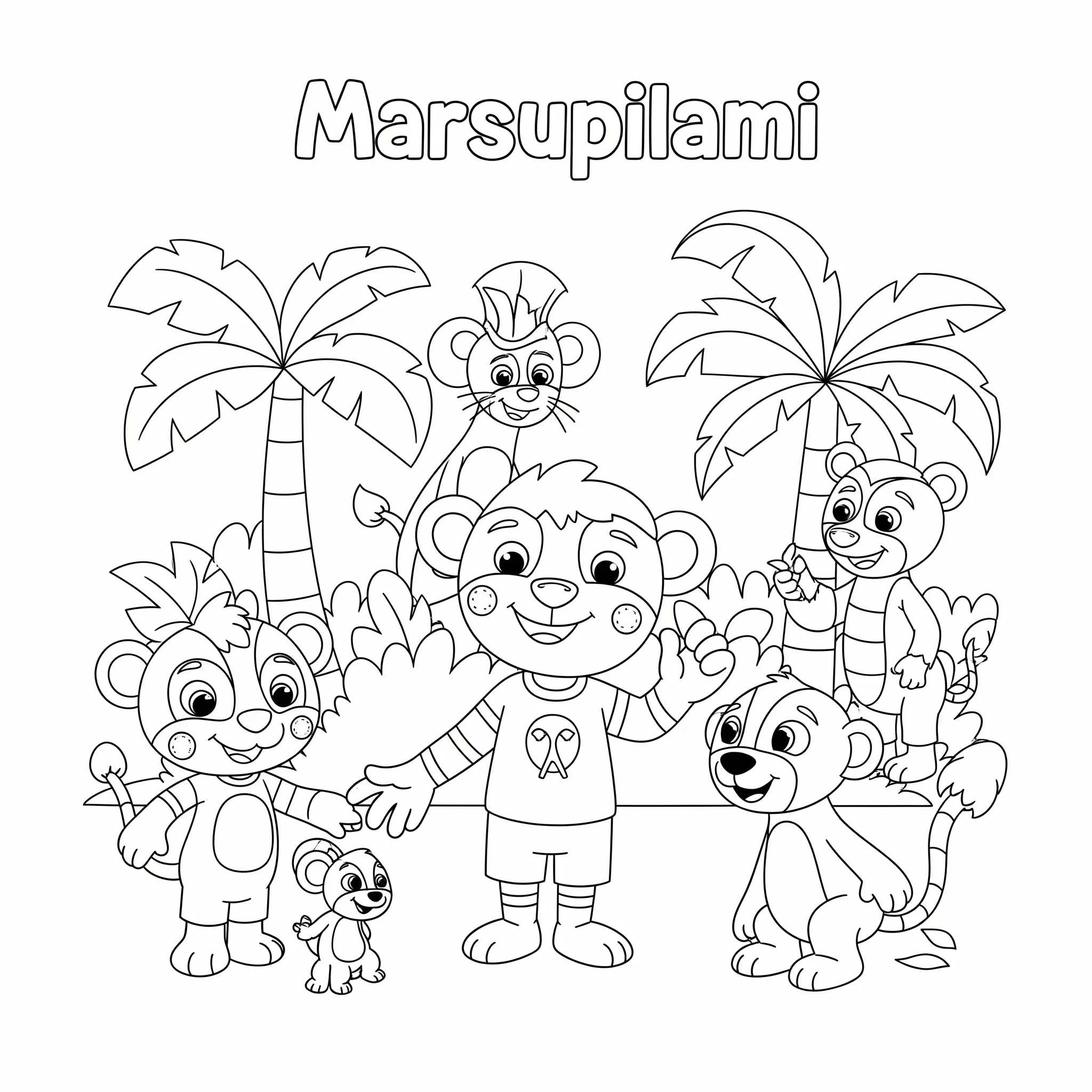 a imprimer coloriage Marsupilami et ses amis de la jungle gratuit
