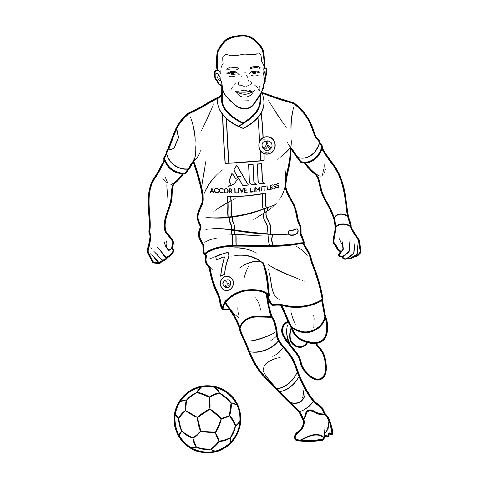 coloriage Mbappé à imprimer pour enfant de 3 ans