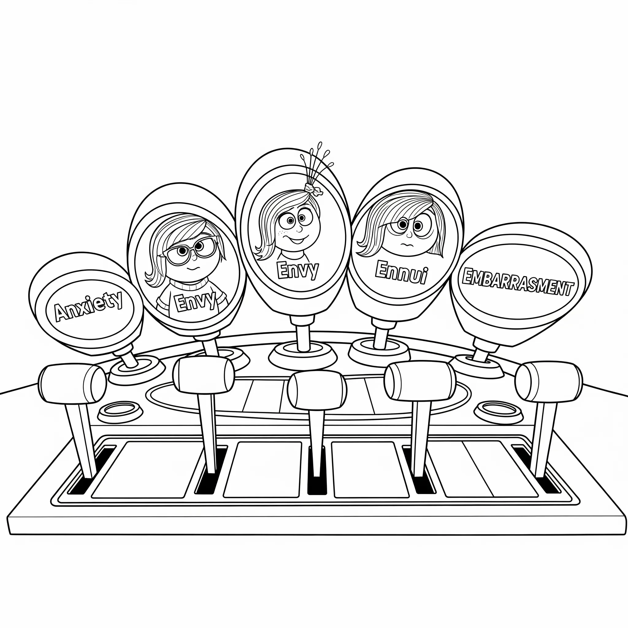 imprimer coloriage Panneau de commande avec les nouvelles émotions gratuit