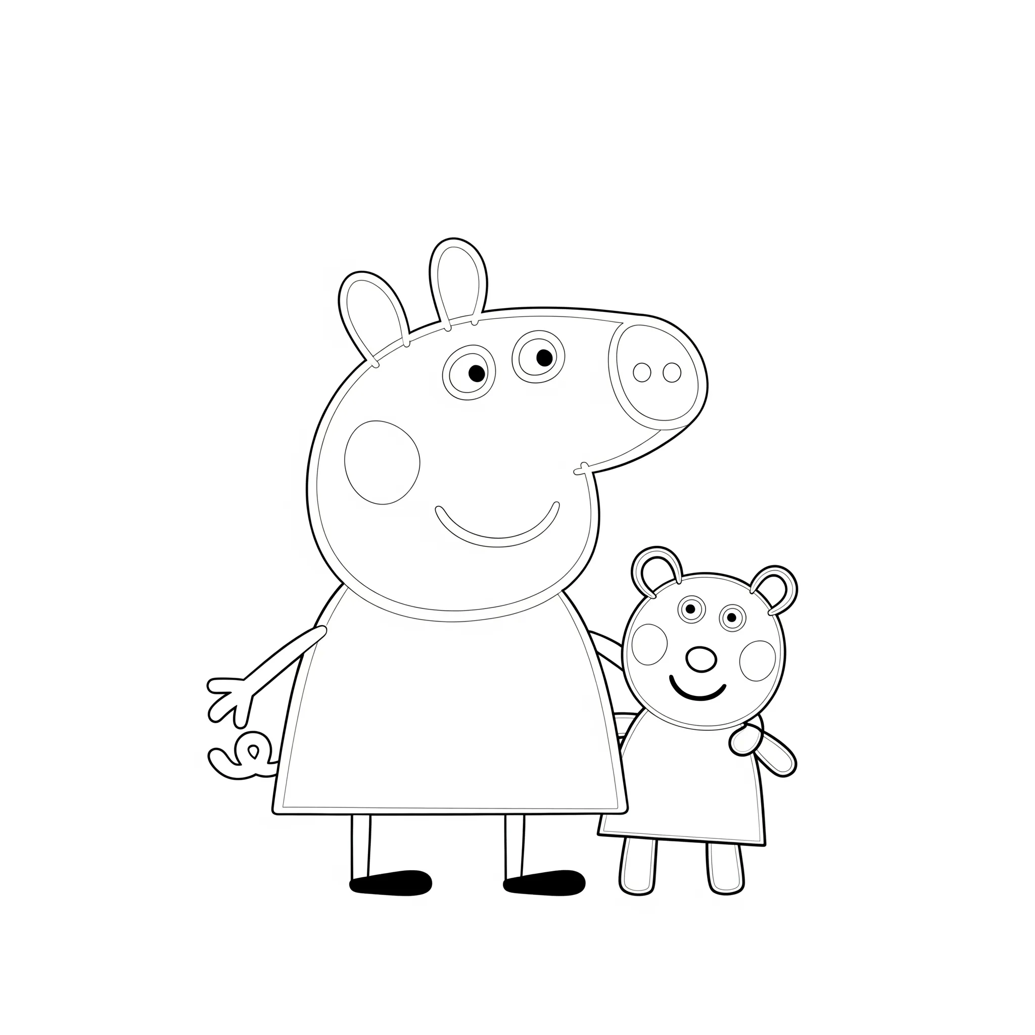 coloriage Peppa et son ours en peluche à imprimer gratuitement