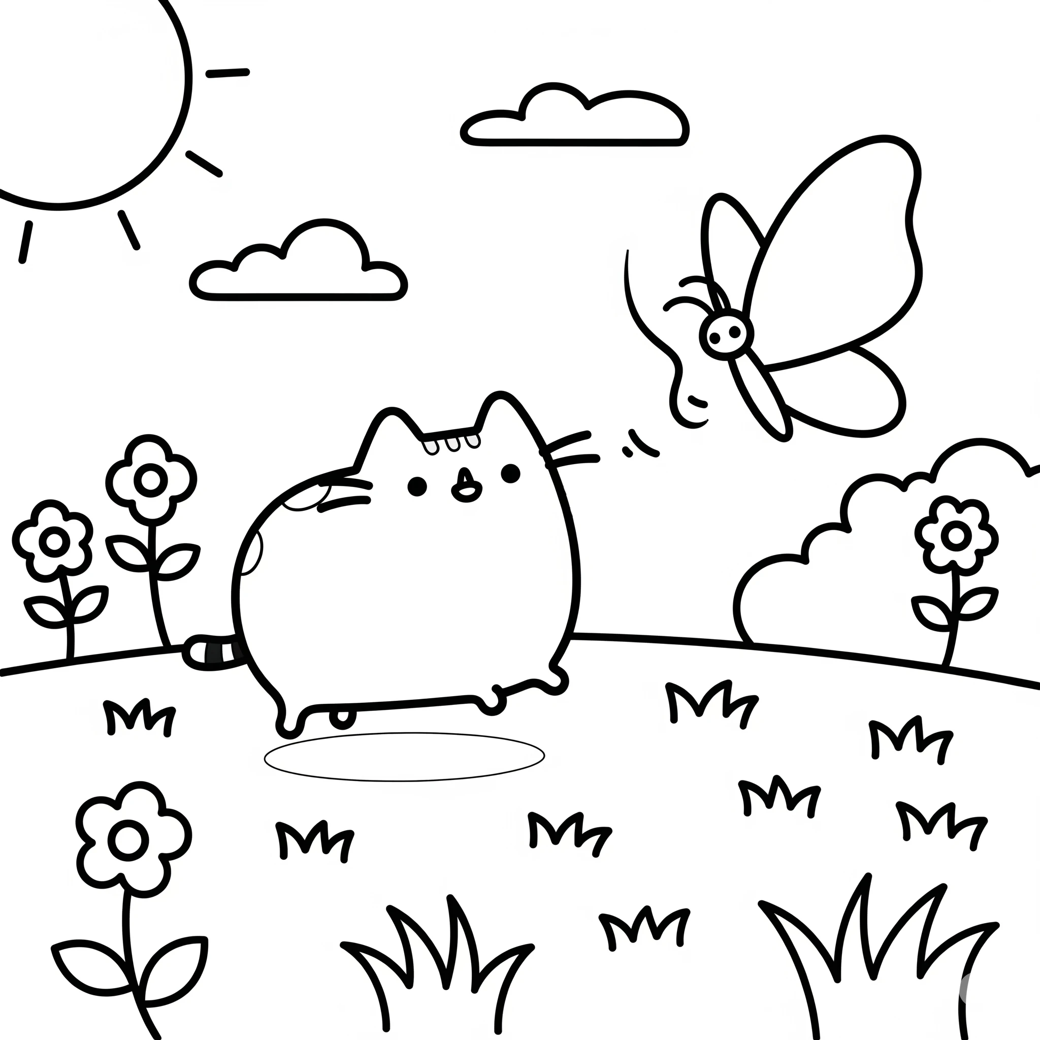 coloriage Pusheen à imprimer pour enfant de 4 ans