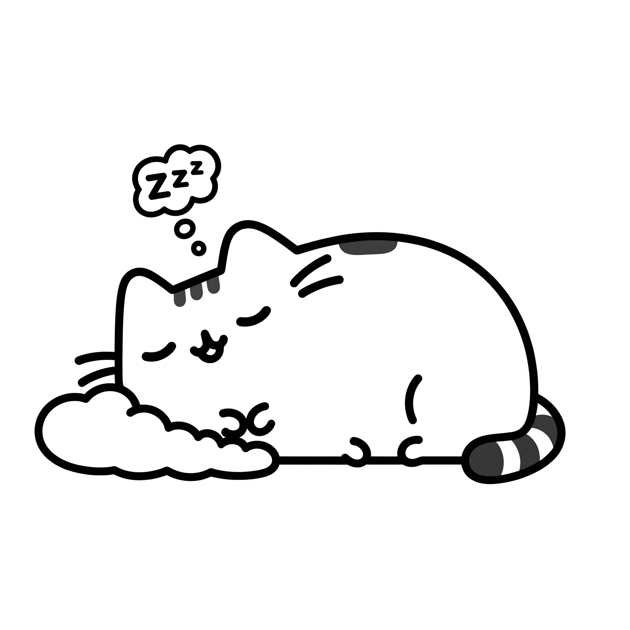 imprimer coloriage Pusheen fait la sieste pour enfant