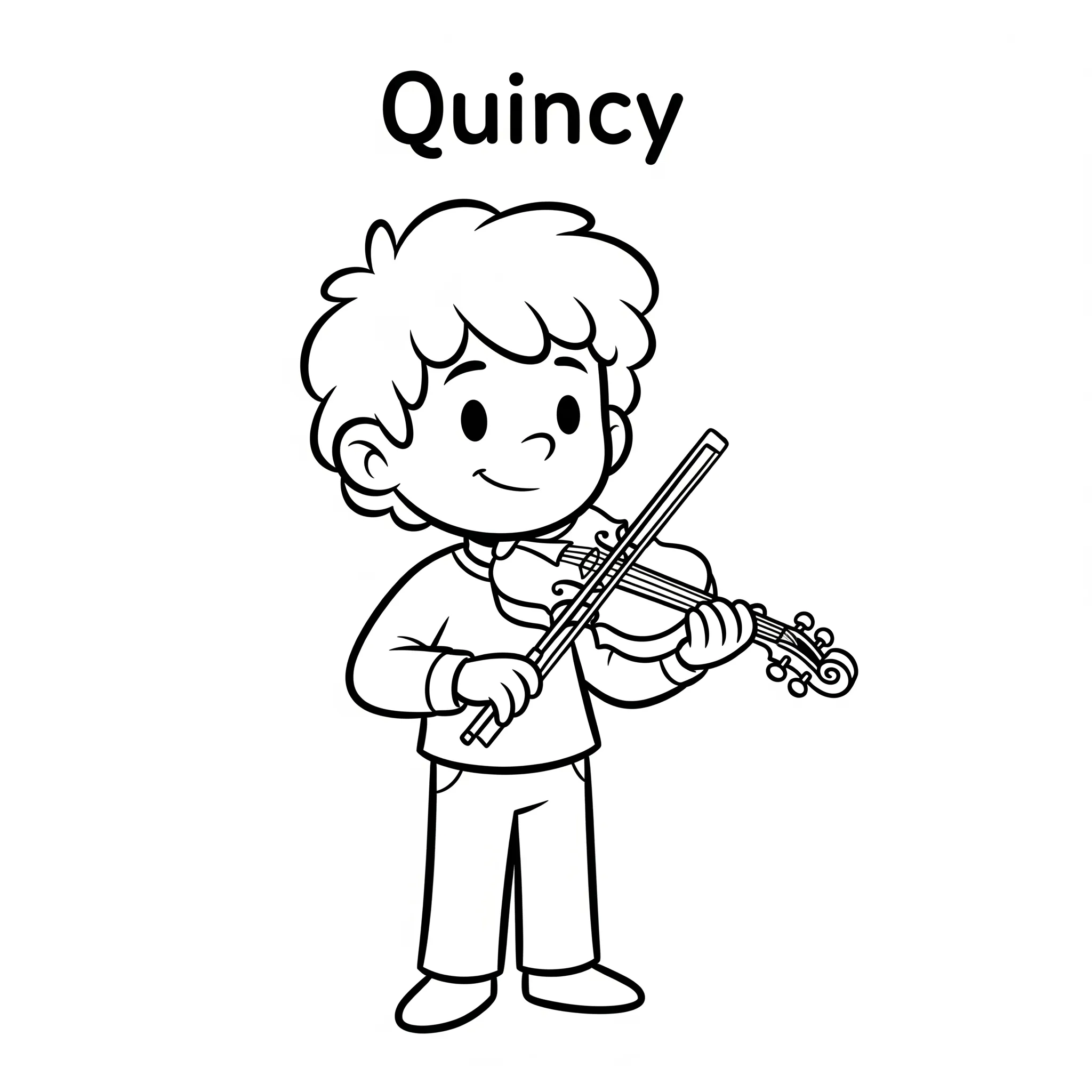 coloriage Quincy et son violon à imprimer pour enfant de 4 ans