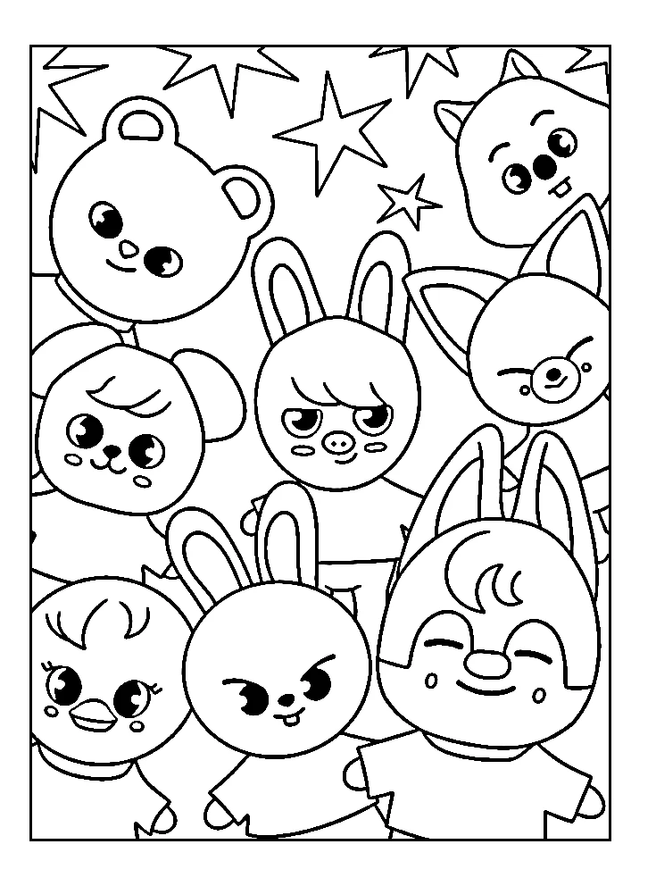 coloriage Skzoo et decoupage 1