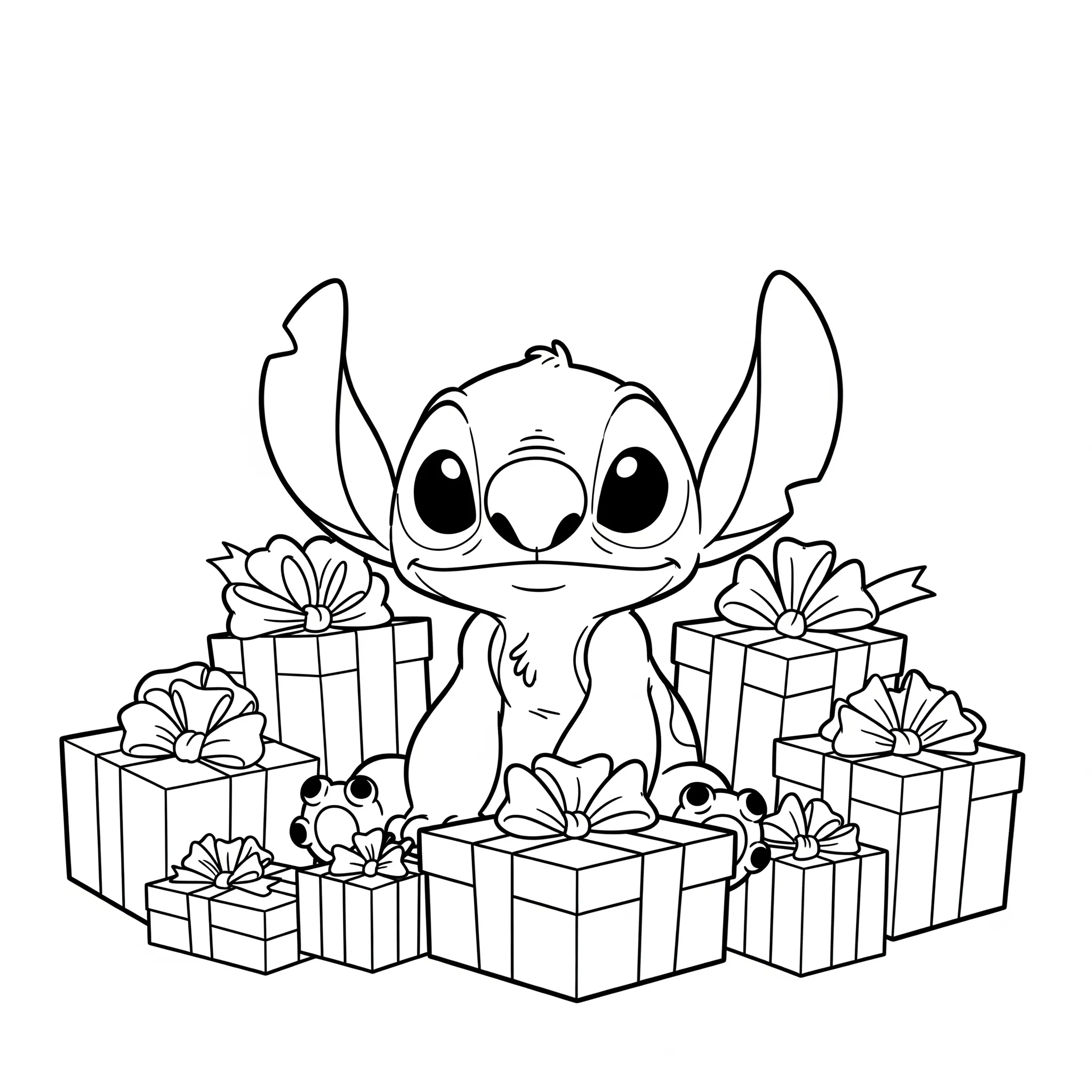 coloriage Stitch et les cadeaux pour enfant de 2 ans